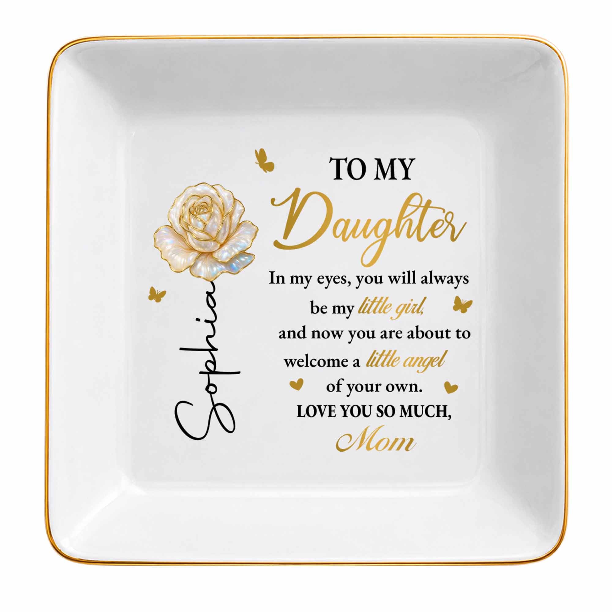 Personalized Ceramic Jewelry Dish Custom Name Gift for Daughter Jewelry Dish GradoCreations