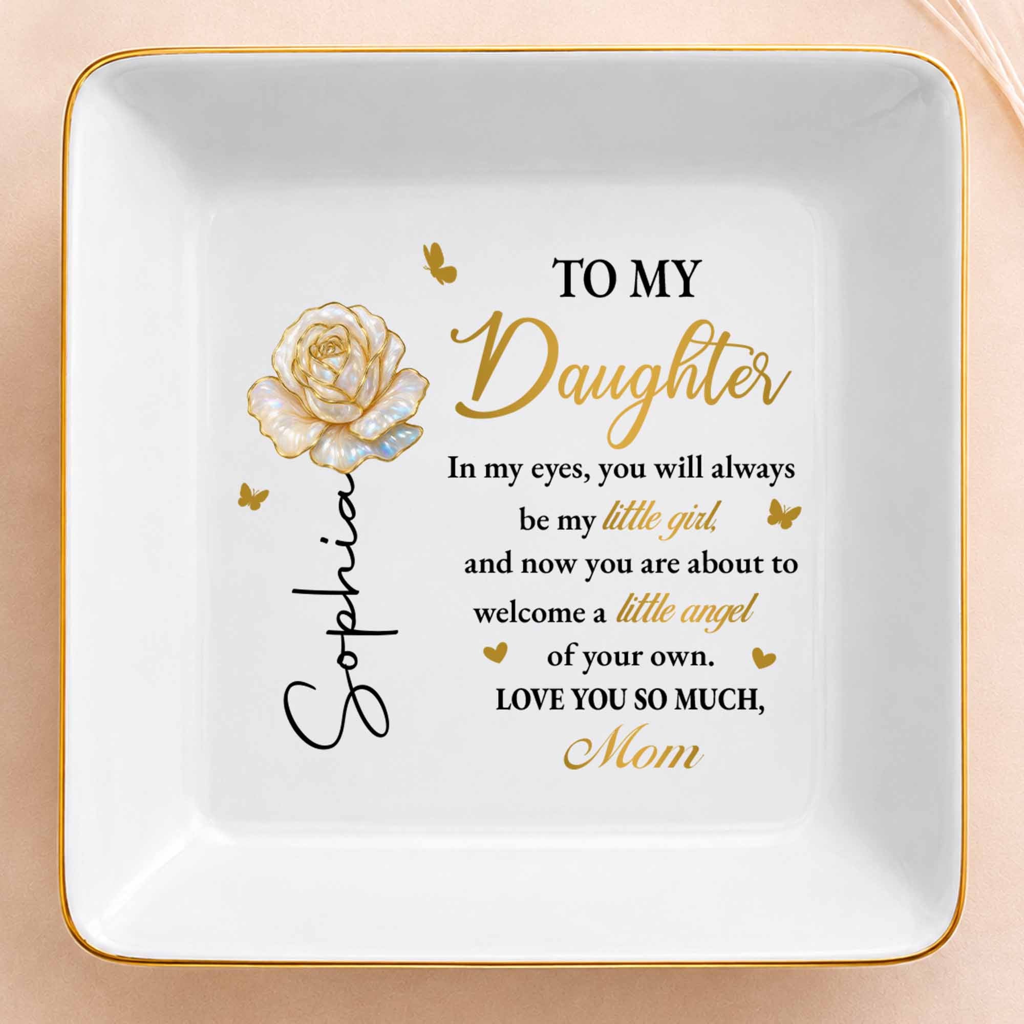 Personalized Ceramic Jewelry Dish Custom Name Gift for Daughter Jewelry Dish GradoCreations
