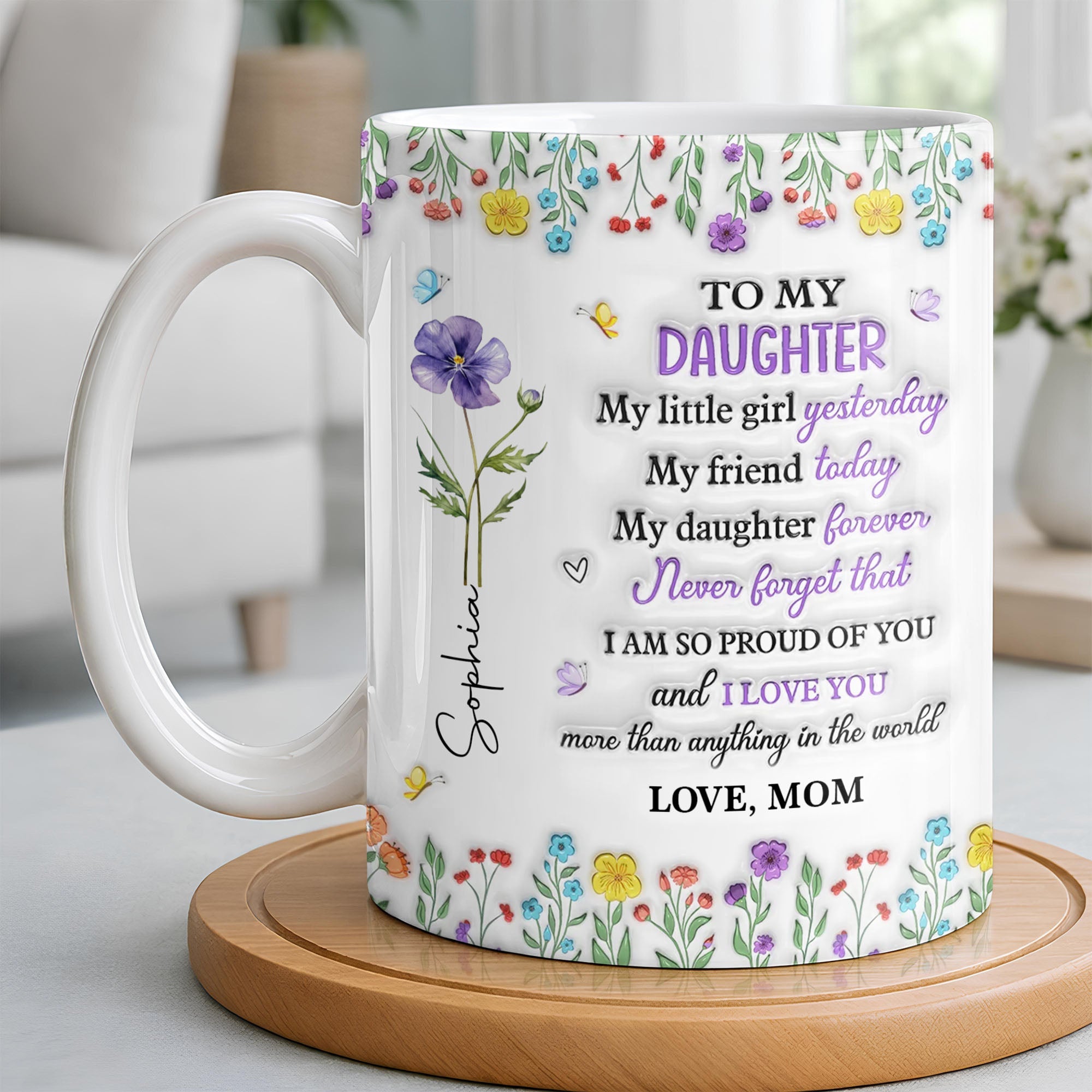 Personalized Edge-to-Edge Mug Custom Floral Gift for Daughter Edge-to-edge Mug GradoCreations