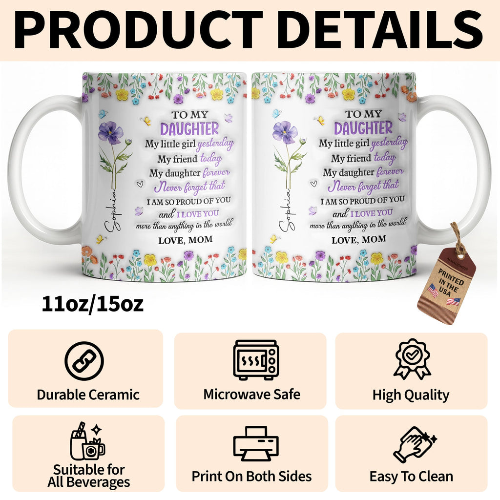 Personalized Edge-to-Edge Mug Custom Floral Gift for Daughter Edge-to-edge Mug GradoCreations