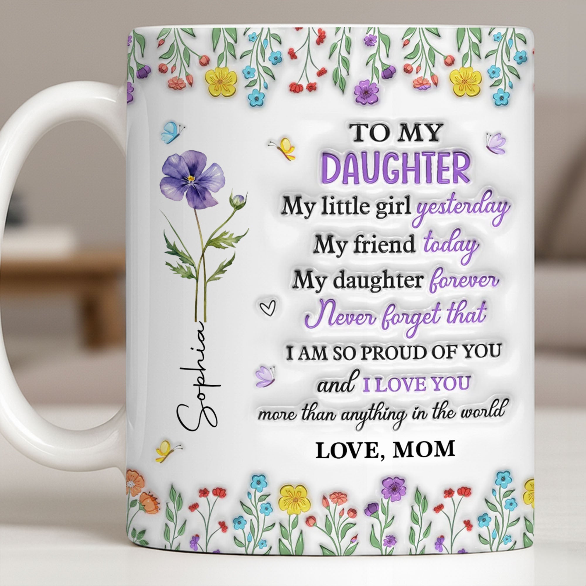 Personalized Edge-to-Edge Mug Custom Floral Gift for Daughter Edge-to-edge Mug GradoCreations