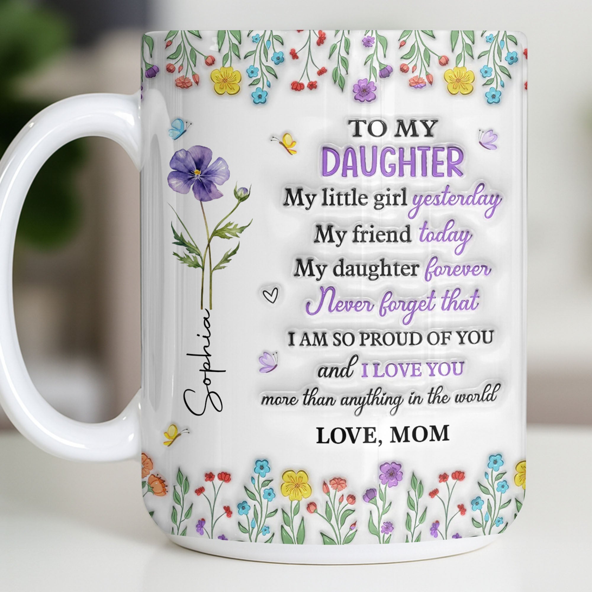 Personalized Edge-to-Edge Mug Custom Floral Gift for Daughter Edge-to-edge Mug GradoCreations