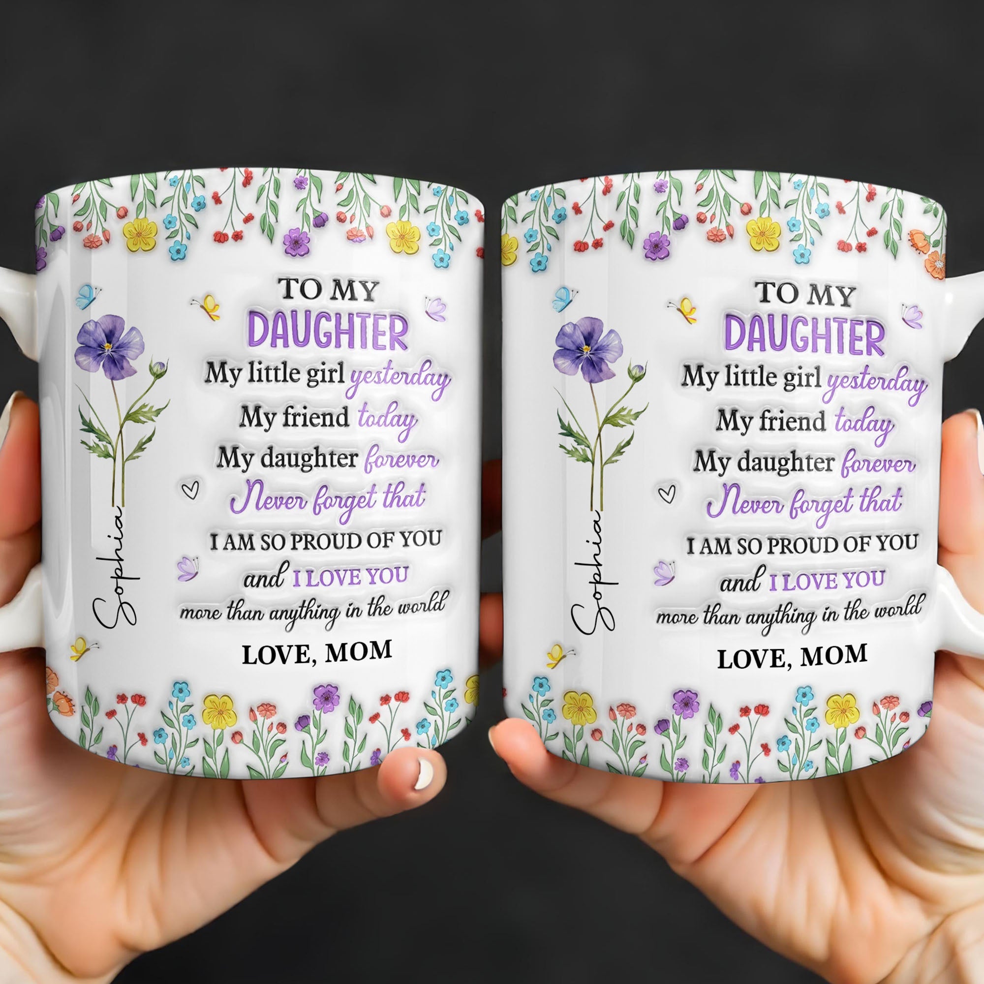Personalized Edge-to-Edge Mug Custom Floral Gift for Daughter Edge-to-edge Mug GradoCreations