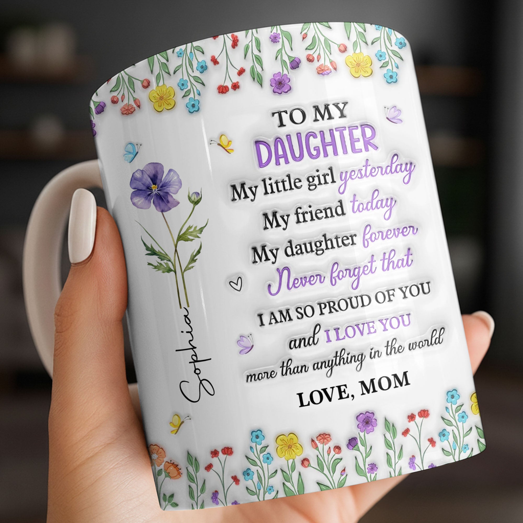 Personalized Edge-to-Edge Mug Custom Floral Gift for Daughter Edge-to-edge Mug GradoCreations