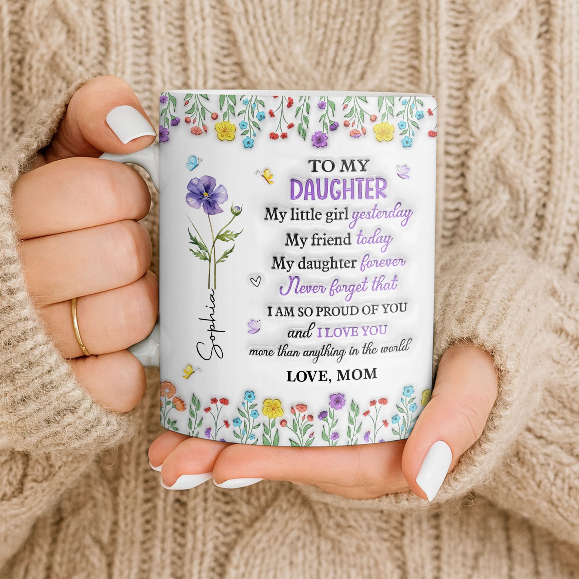 Personalized Edge-to-Edge Mug Custom Floral Gift for Daughter Edge-to-edge Mug GradoCreations