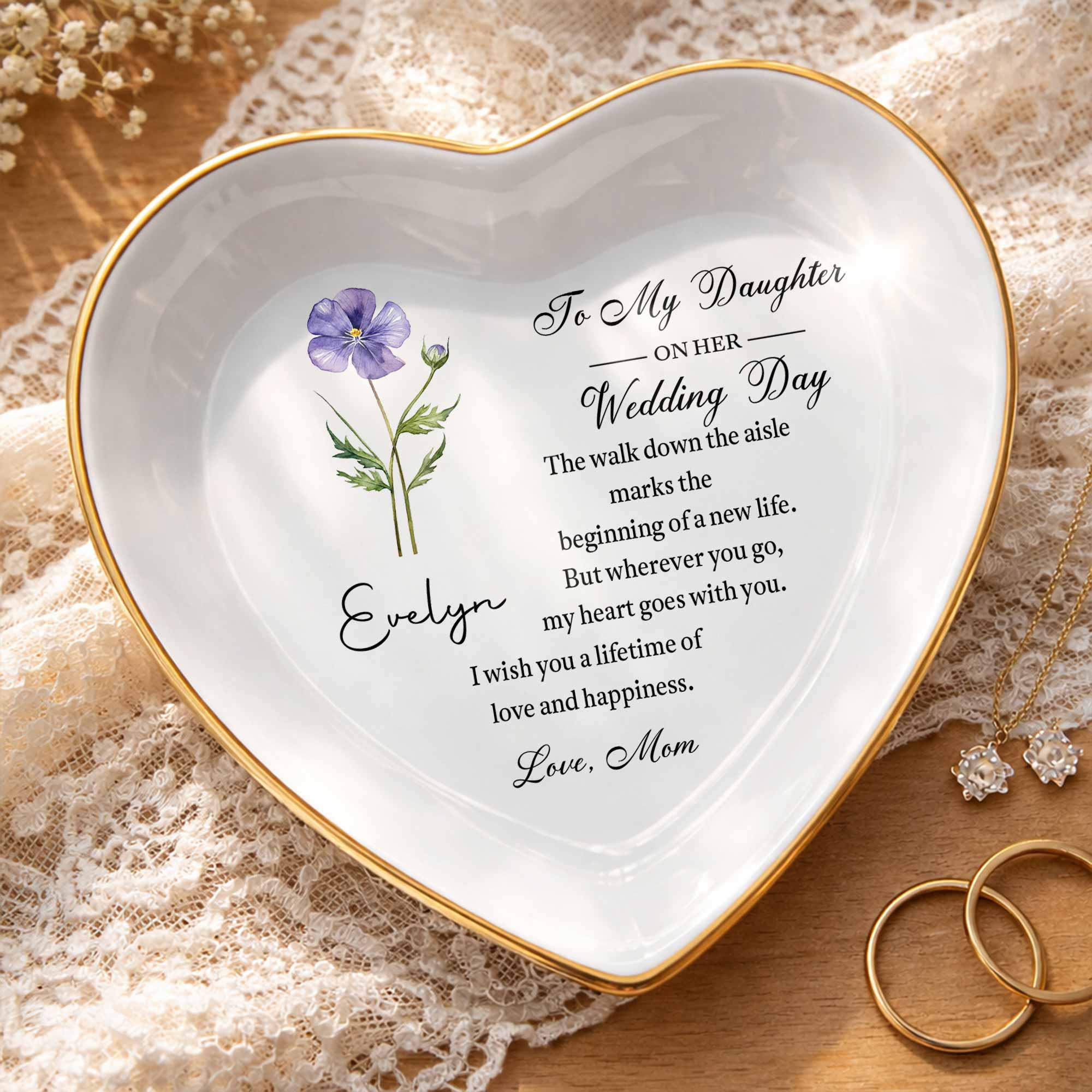 Personalized Heart Jewelry Dish Custom Name Gift for Daughter Wedding Day Heart Jewelry Dish GradoCreations