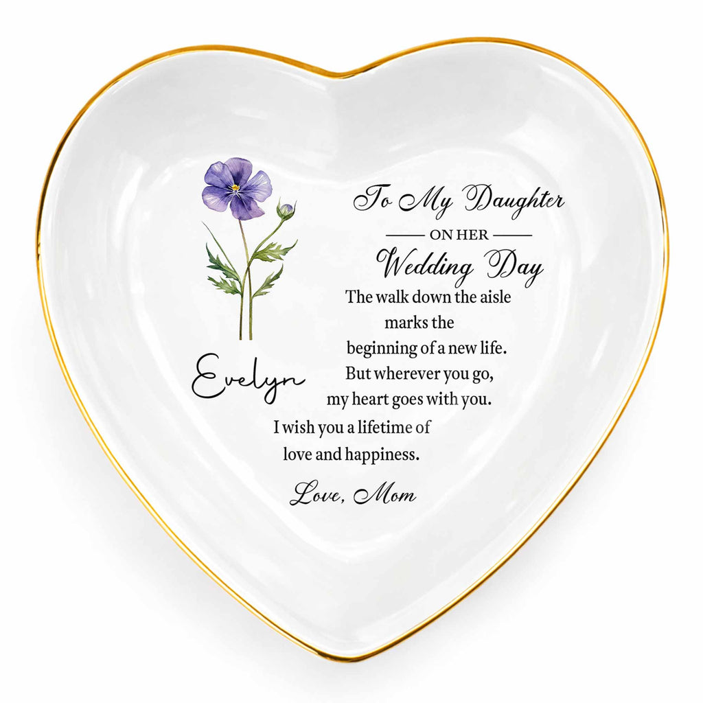 Personalized Heart Jewelry Dish Custom Name Gift for Daughter Wedding Day Heart Jewelry Dish GradoCreations