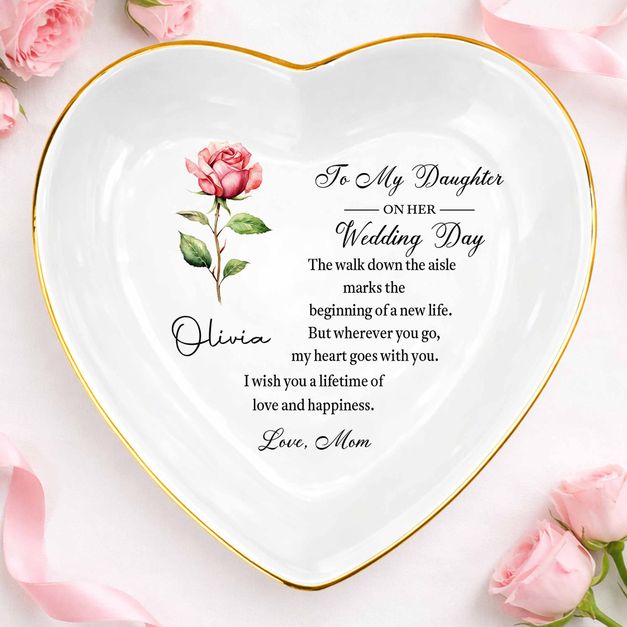 Personalized Heart Jewelry Dish Custom Name Gift for Daughter Wedding Day Heart Jewelry Dish GradoCreations