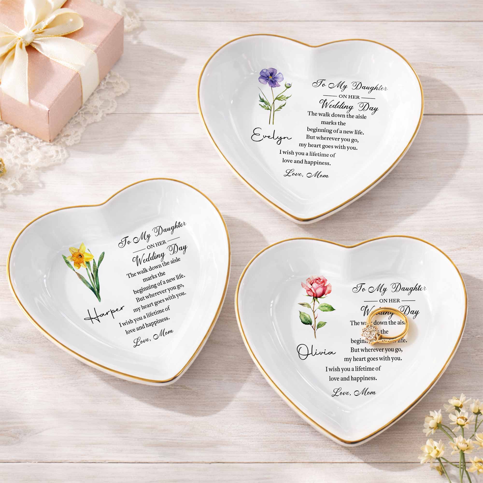 Personalized Heart Jewelry Dish Custom Name Gift for Daughter Wedding Day Heart Jewelry Dish GradoCreations