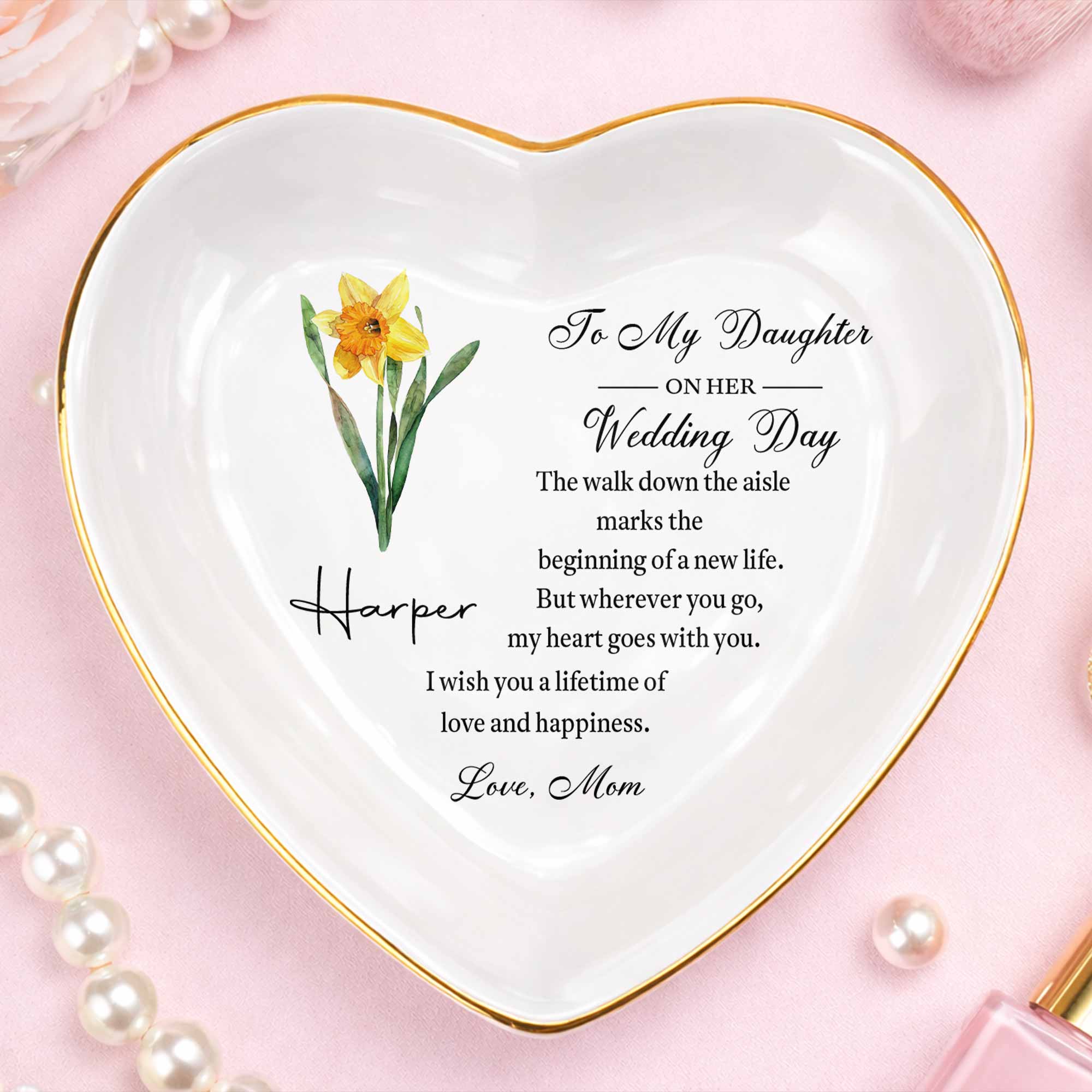 Personalized Heart Jewelry Dish Custom Name Gift for Daughter Wedding Day Heart Jewelry Dish GradoCreations