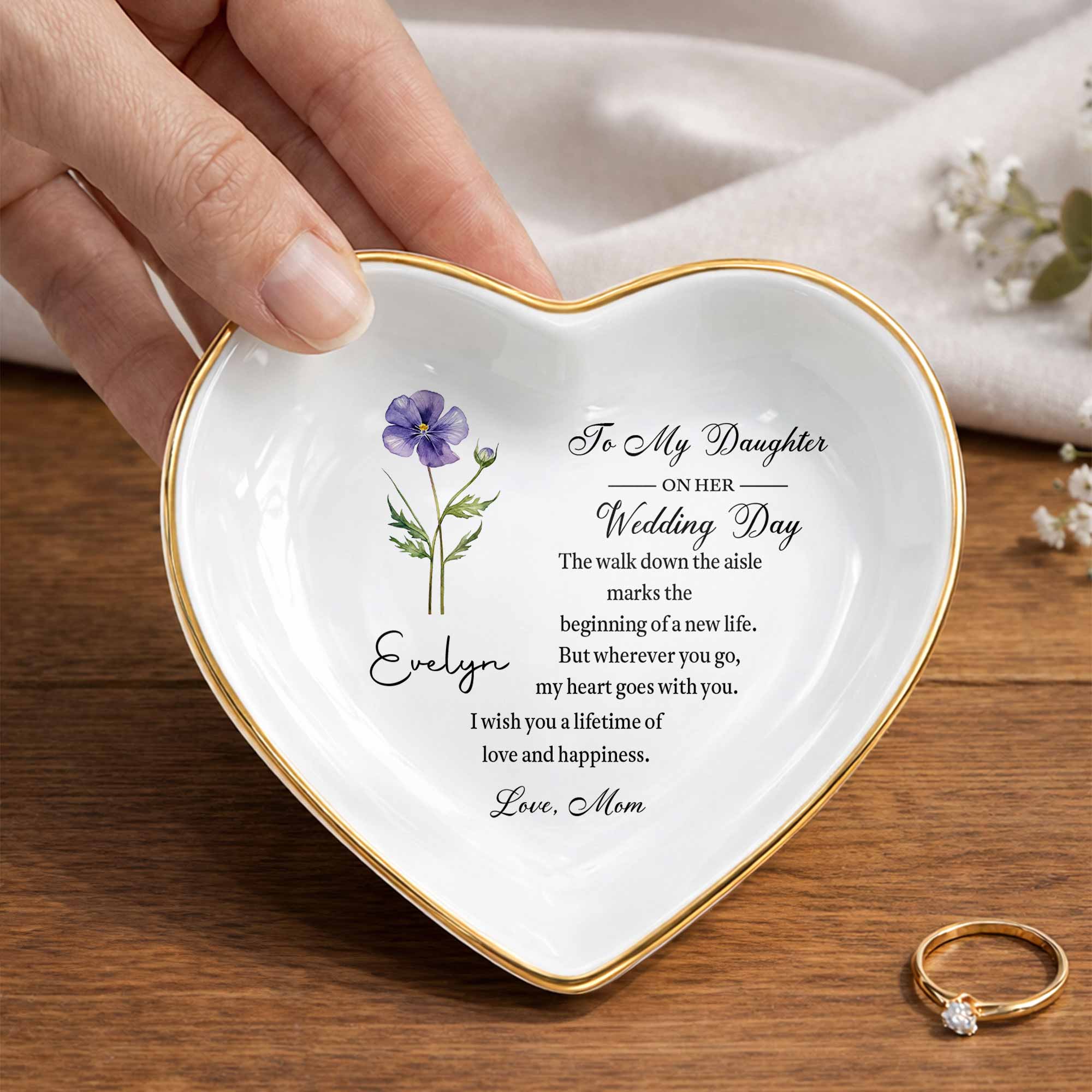 Personalized Heart Jewelry Dish Custom Name Gift for Daughter Wedding Day Heart Jewelry Dish GradoCreations