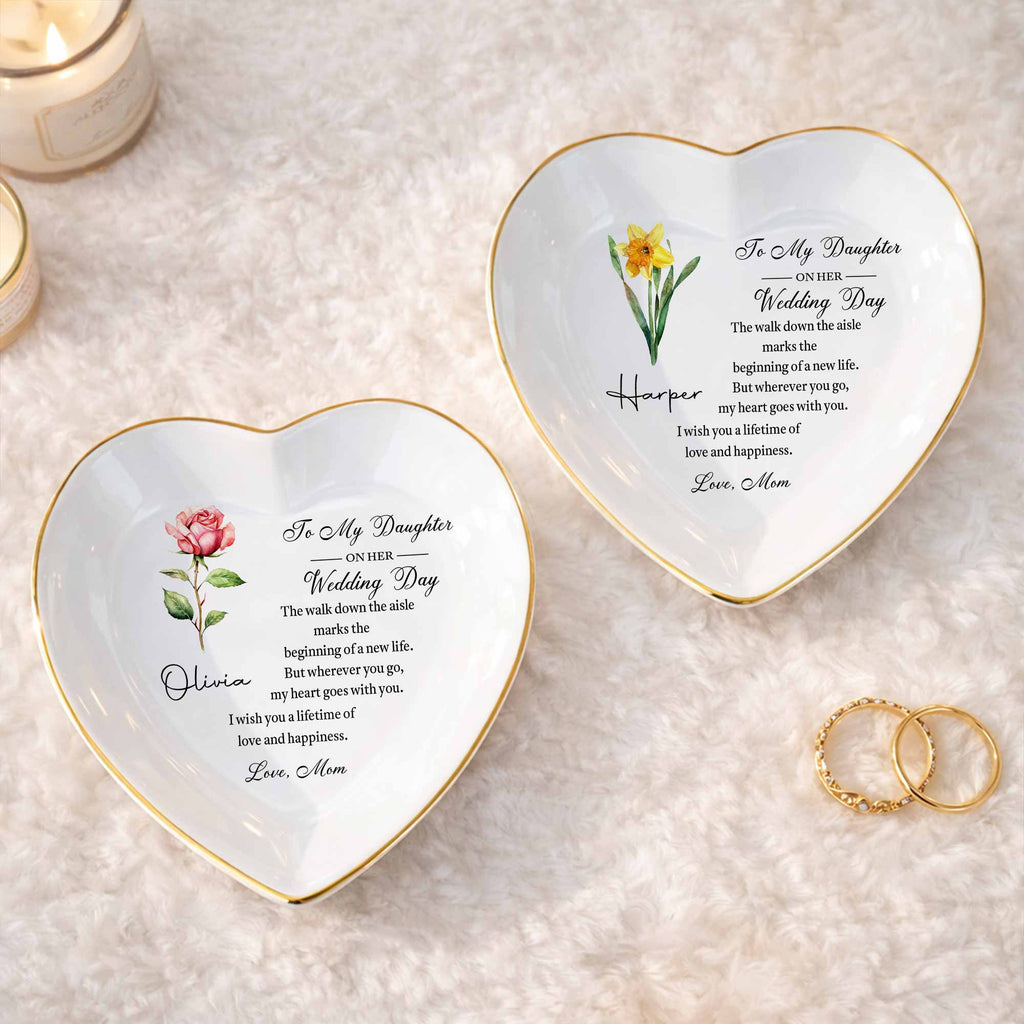 Personalized Heart Jewelry Dish Custom Name Gift for Daughter Wedding Day Heart Jewelry Dish GradoCreations