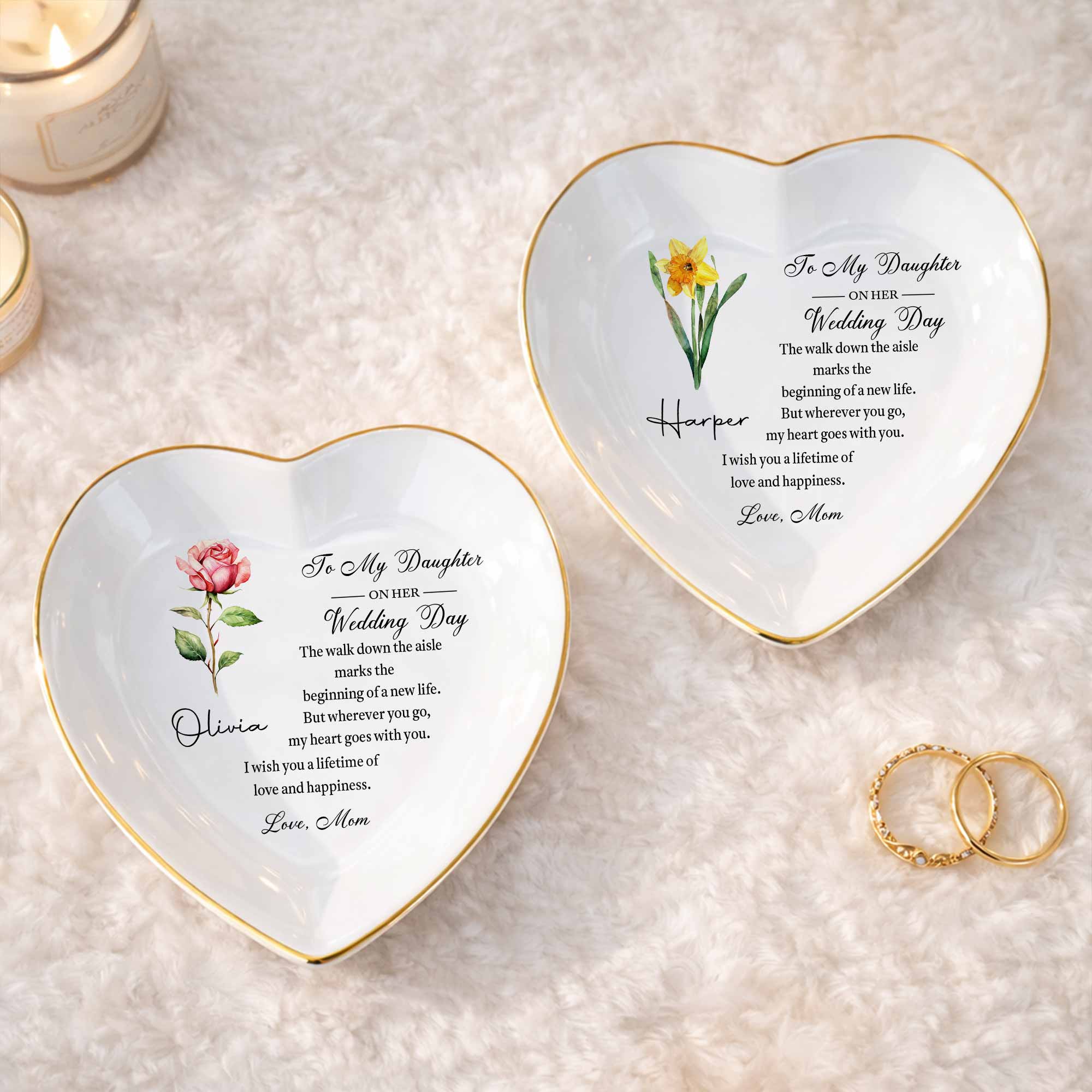 Personalized Heart Jewelry Dish Custom Name Gift for Daughter Wedding Day Heart Jewelry Dish GradoCreations