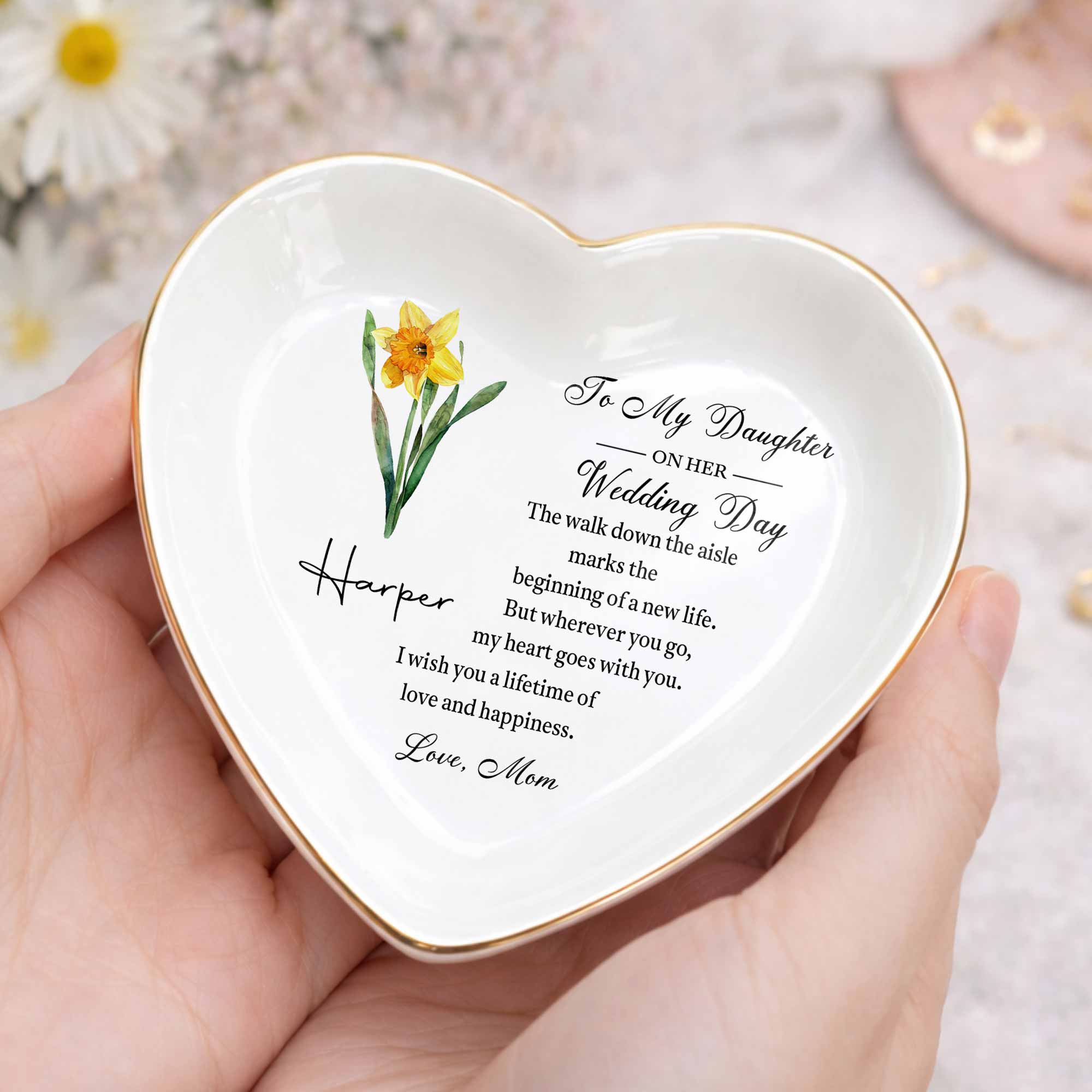 Personalized Heart Jewelry Dish Custom Name Gift for Daughter Wedding Day Heart Jewelry Dish GradoCreations