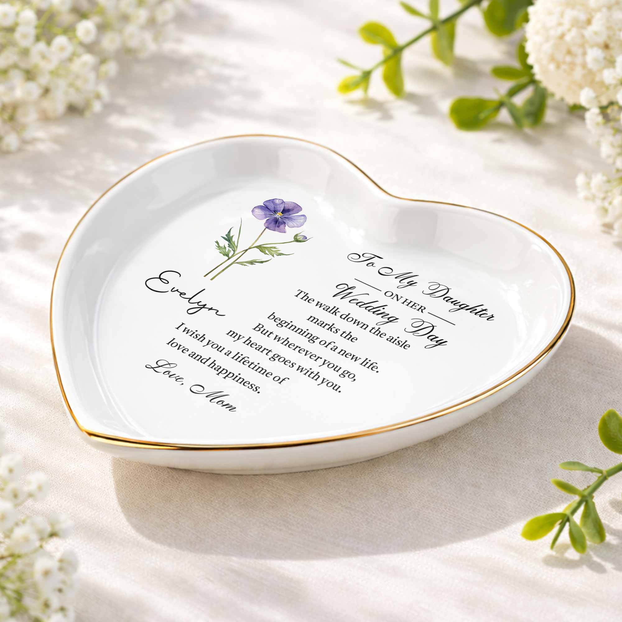 Personalized Heart Jewelry Dish Custom Name Gift for Daughter Wedding Day Heart Jewelry Dish GradoCreations