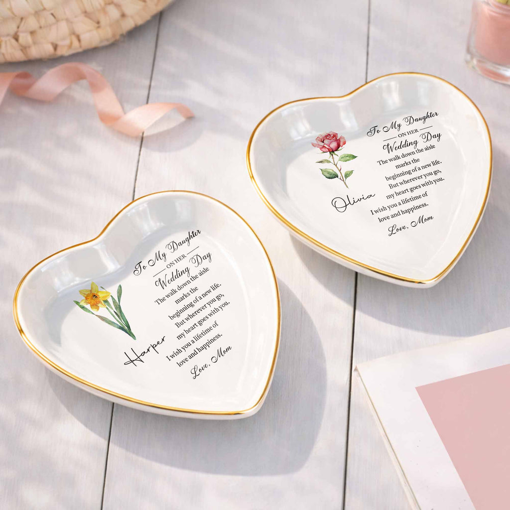Personalized Heart Jewelry Dish Custom Name Gift for Daughter Wedding Day Heart Jewelry Dish GradoCreations