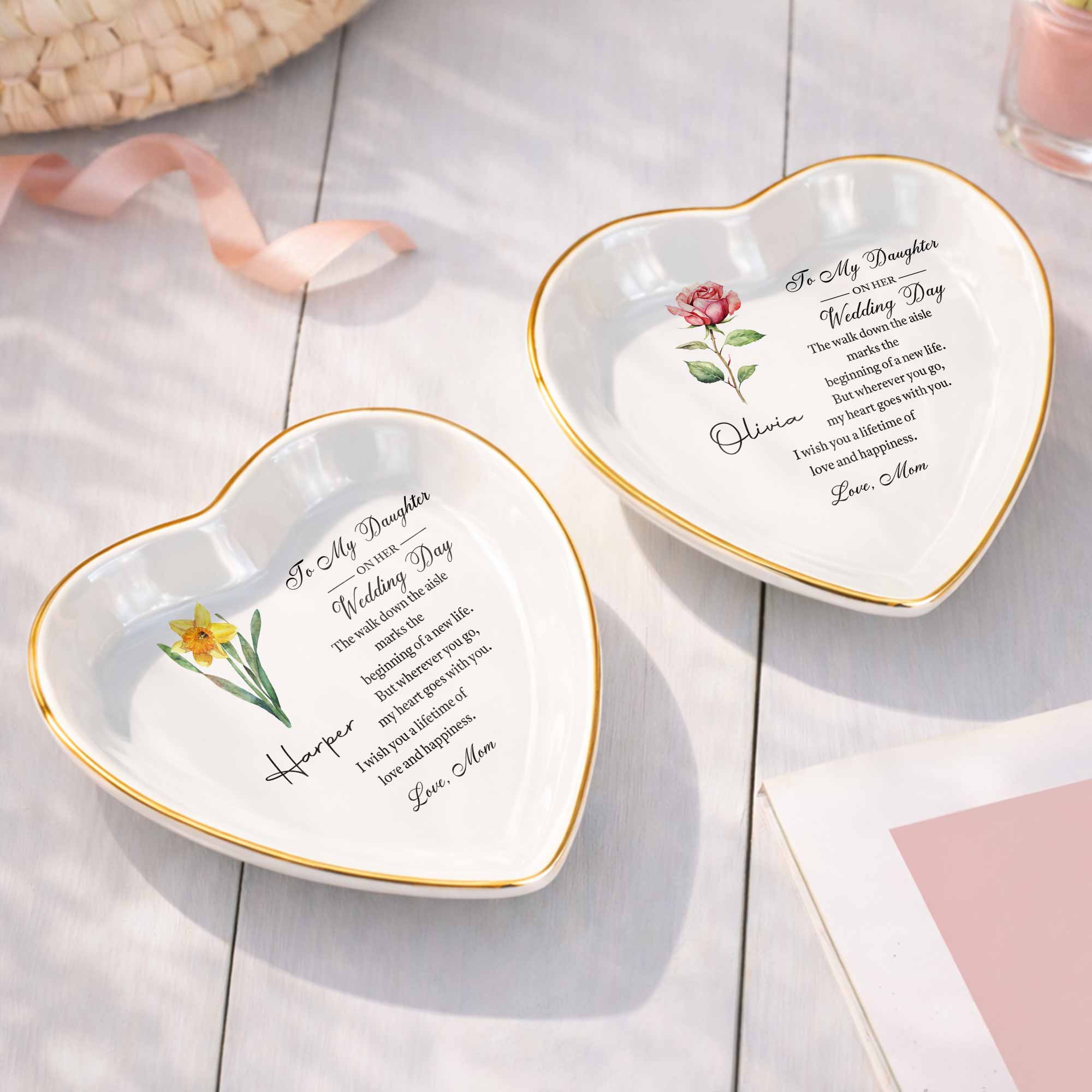 Personalized Heart Jewelry Dish Custom Name Gift for Daughter Wedding Day Heart Jewelry Dish GradoCreations