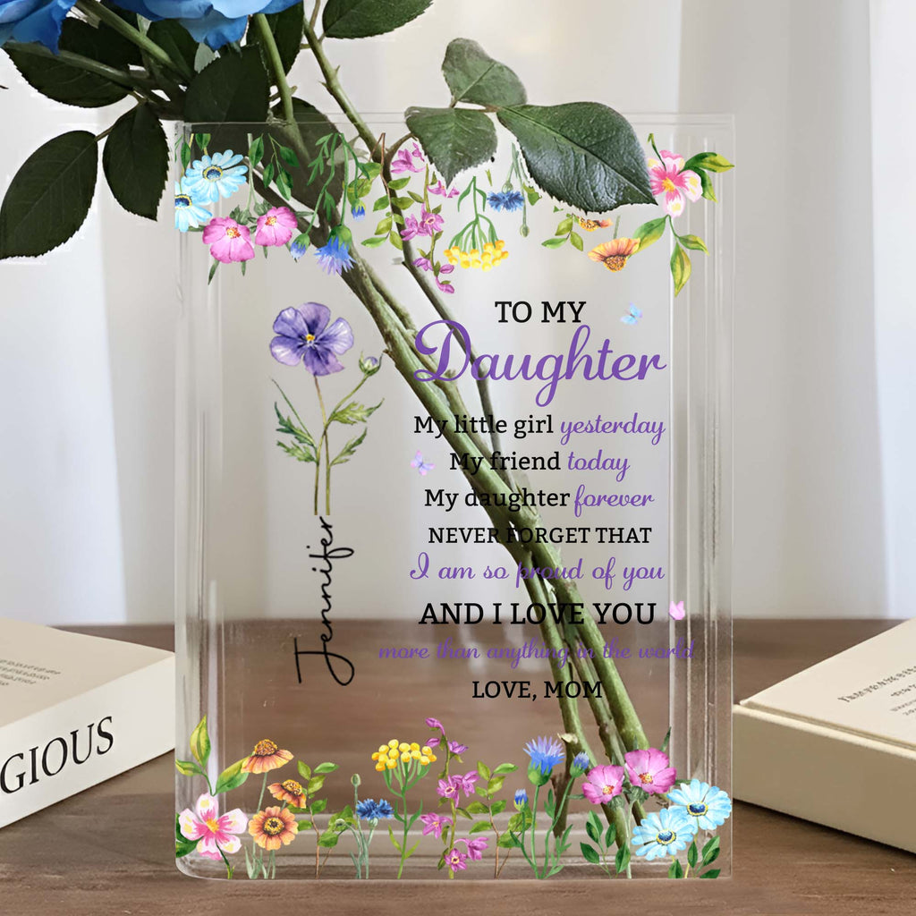 Personalized Acrylic Book Vase Custom Name Gift for Daughter Acrylic Book Vase GradoCreations