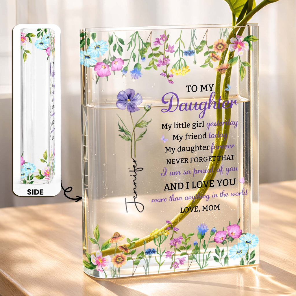 Personalized Acrylic Book Vase Custom Name Gift for Daughter Acrylic Book Vase GradoCreations