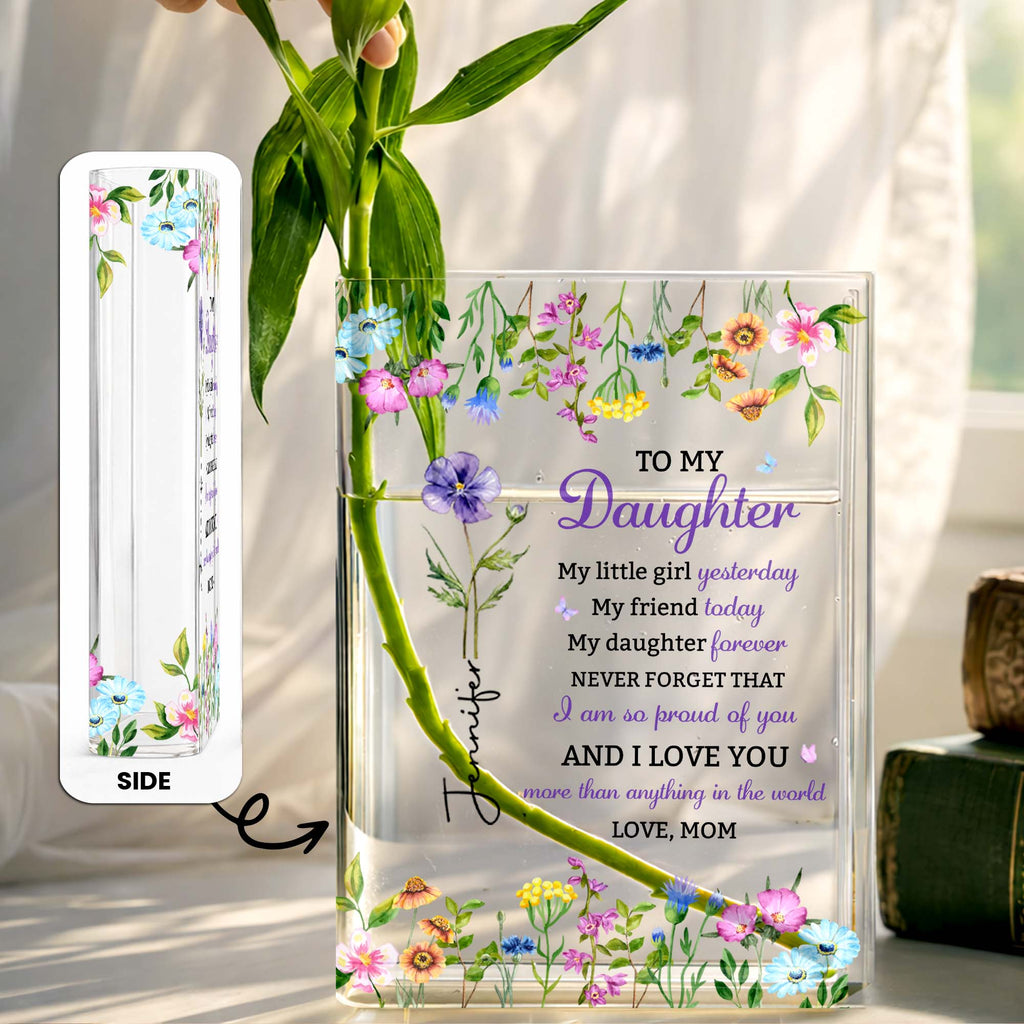 Personalized Acrylic Book Vase Custom Name Gift for Daughter Acrylic Book Vase GradoCreations