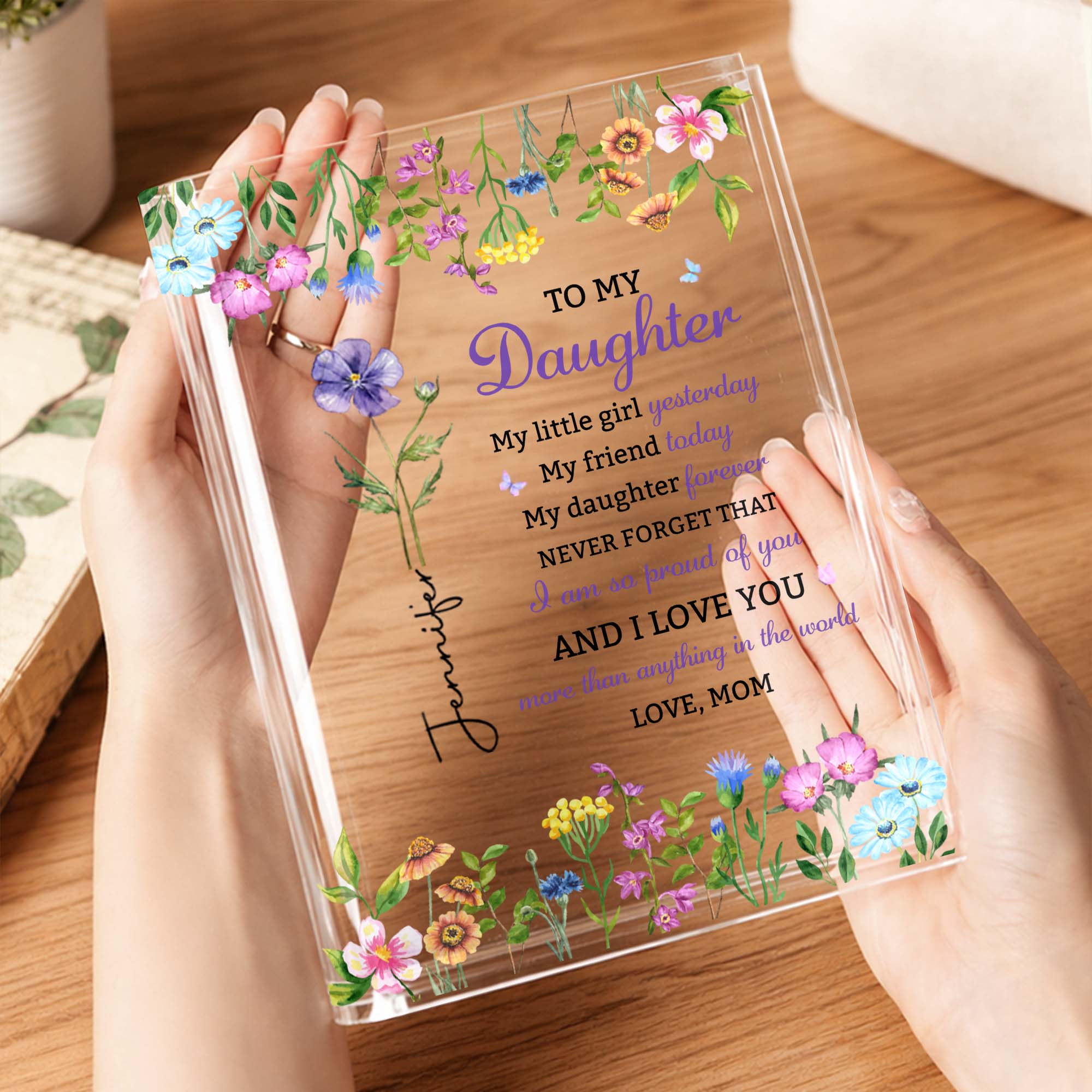Personalized Acrylic Book Vase Custom Name Gift for Daughter Acrylic Book Vase GradoCreations