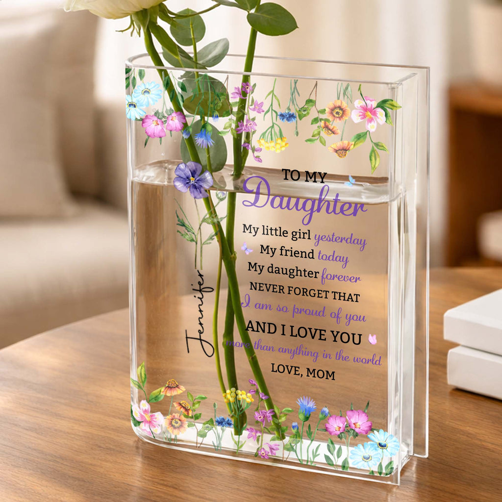 Personalized Acrylic Book Vase Custom Name Gift for Daughter Acrylic Book Vase GradoCreations
