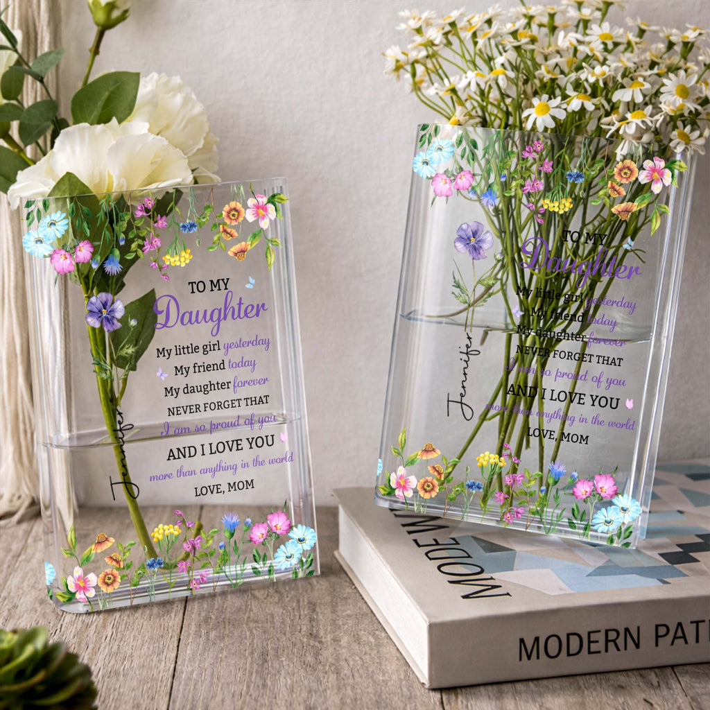 Personalized Acrylic Book Vase Custom Name Gift for Daughter Acrylic Book Vase GradoCreations