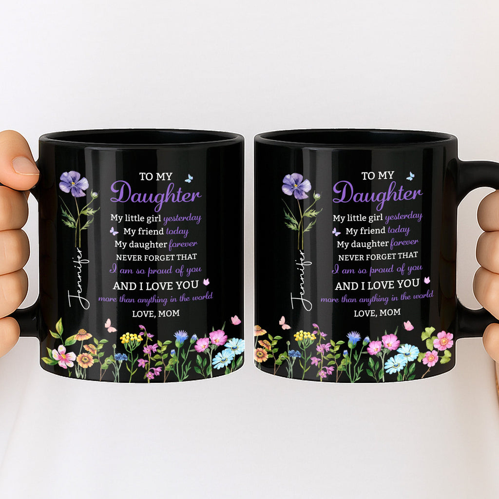 Personalized Black Mug Custom Message Gift for Daughter