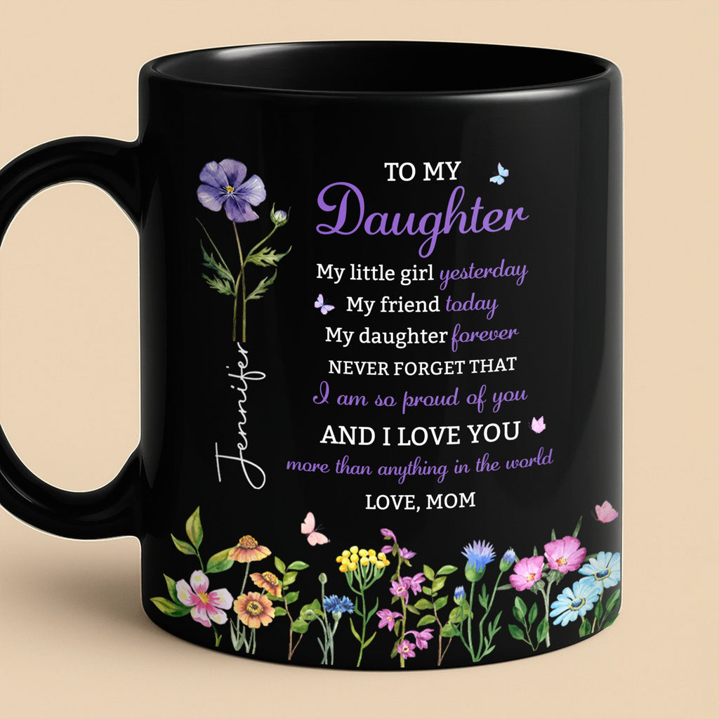 Personalized Black Mug Custom Message Gift for Daughter
