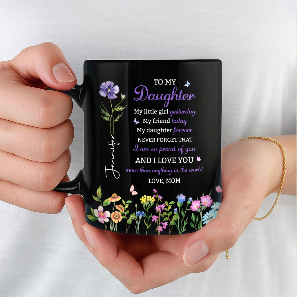 Personalized Black Mug Custom Message Gift for Daughter