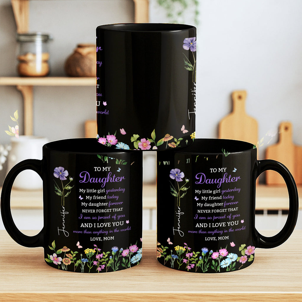 Personalized Black Mug Custom Message Gift for Daughter