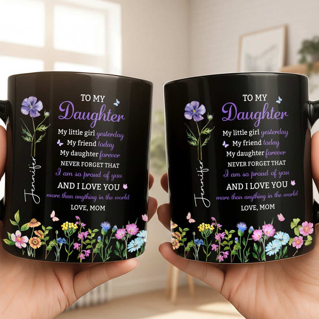 Personalized Black Mug Custom Message Gift for Daughter