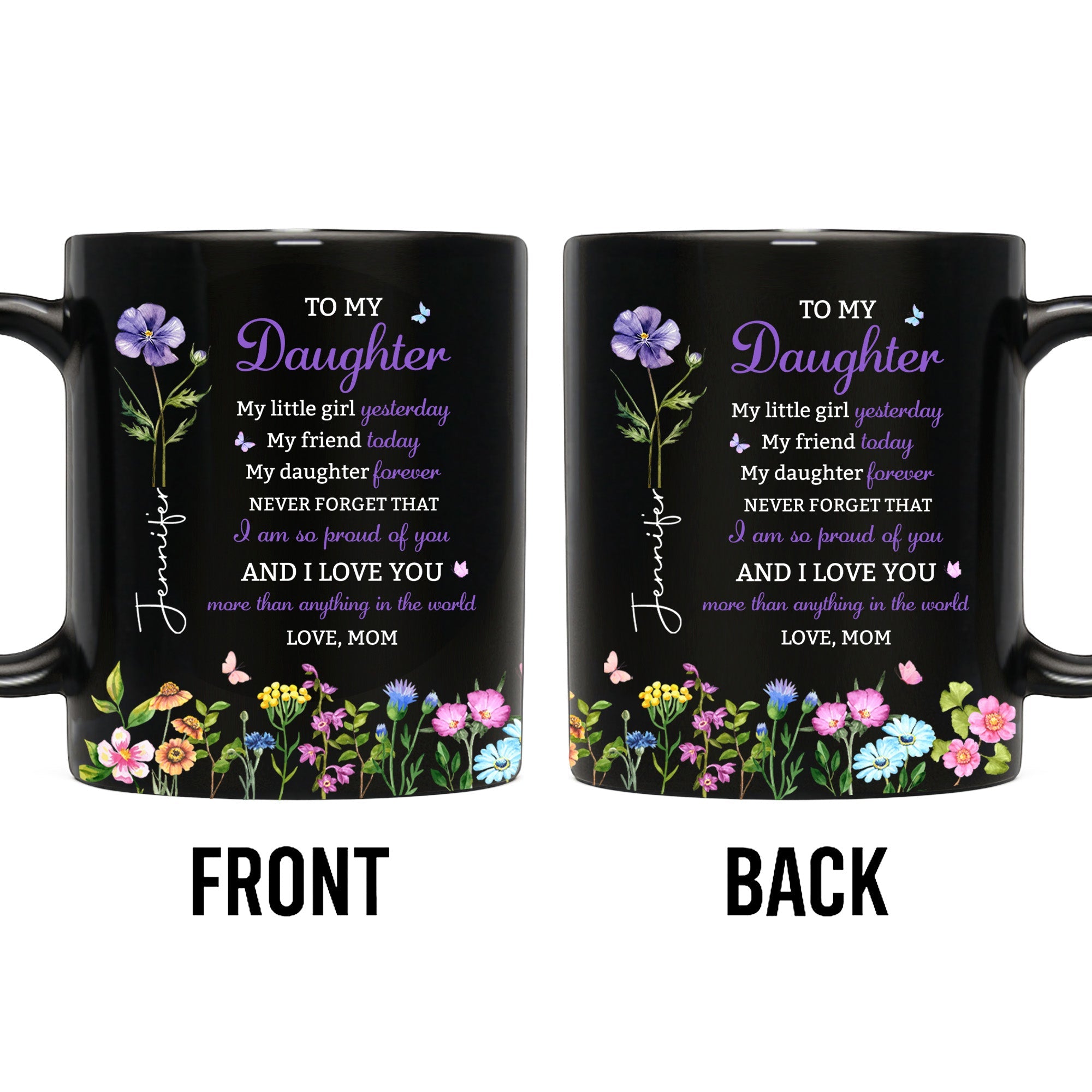 Personalized Black Mug Custom Message Gift for Daughter