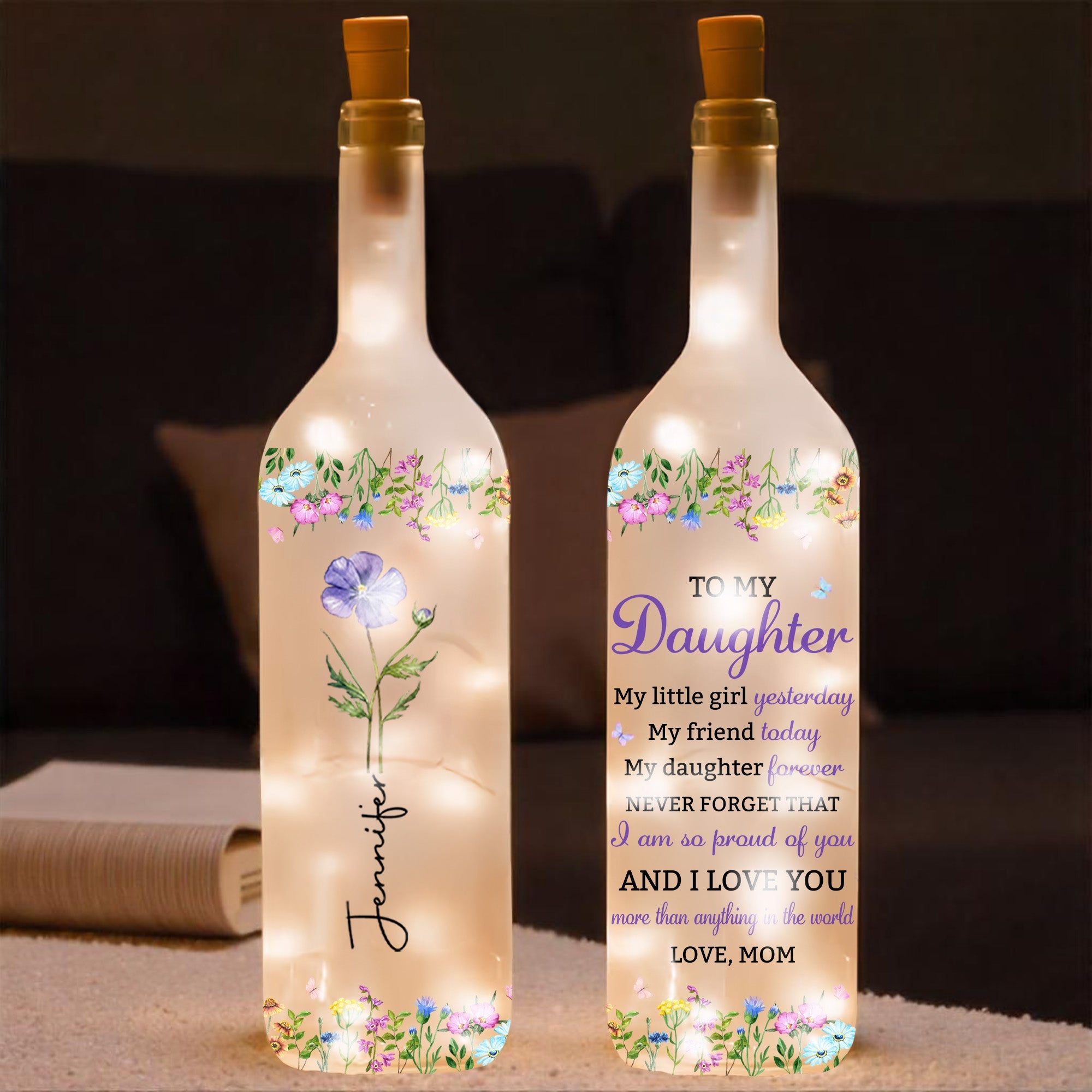 Personalized Bottle Lamp Custom Name Gift for Daughter Birthday Bottle Lamp GradoCreations