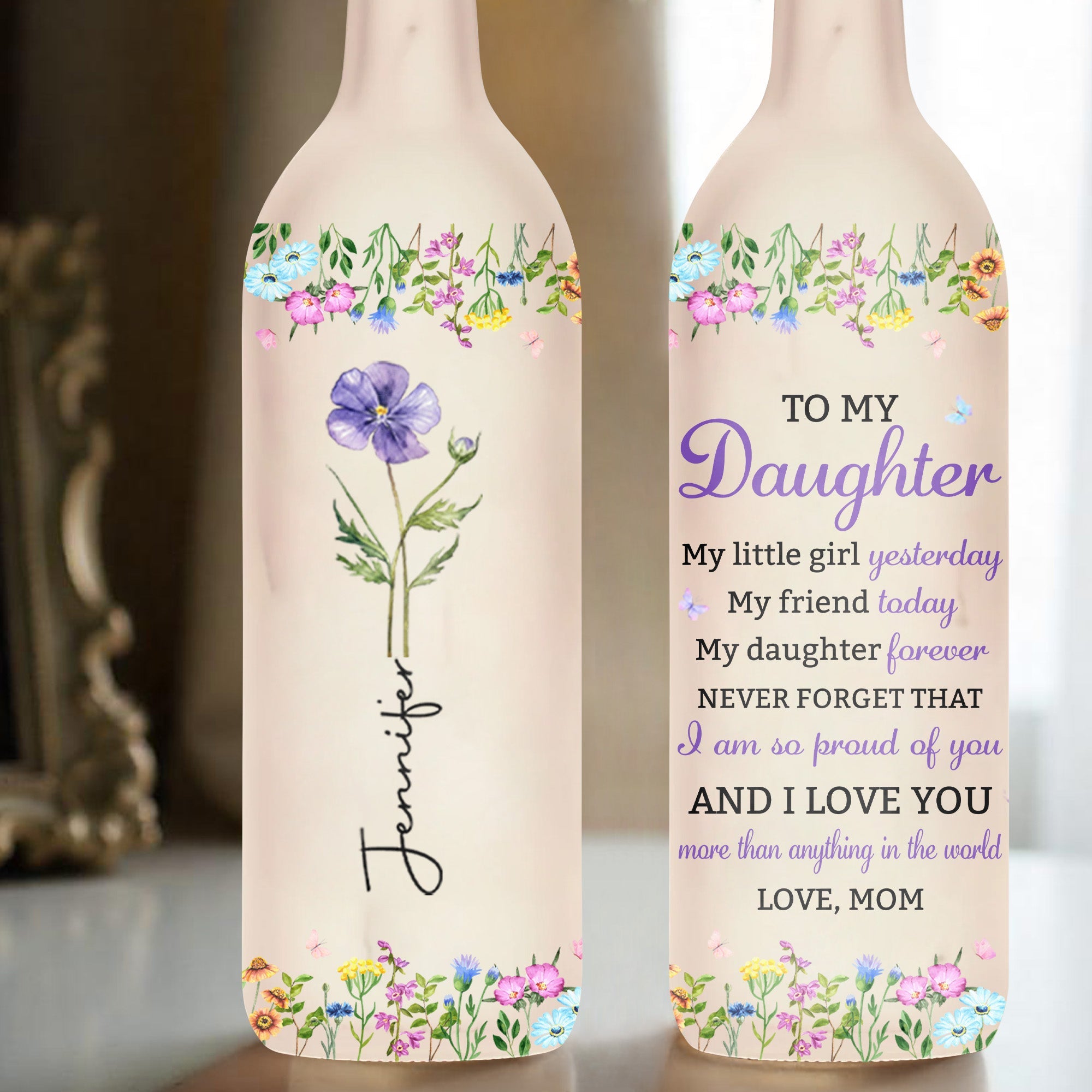 Personalized Bottle Lamp Custom Name Gift for Daughter Birthday Bottle Lamp GradoCreations