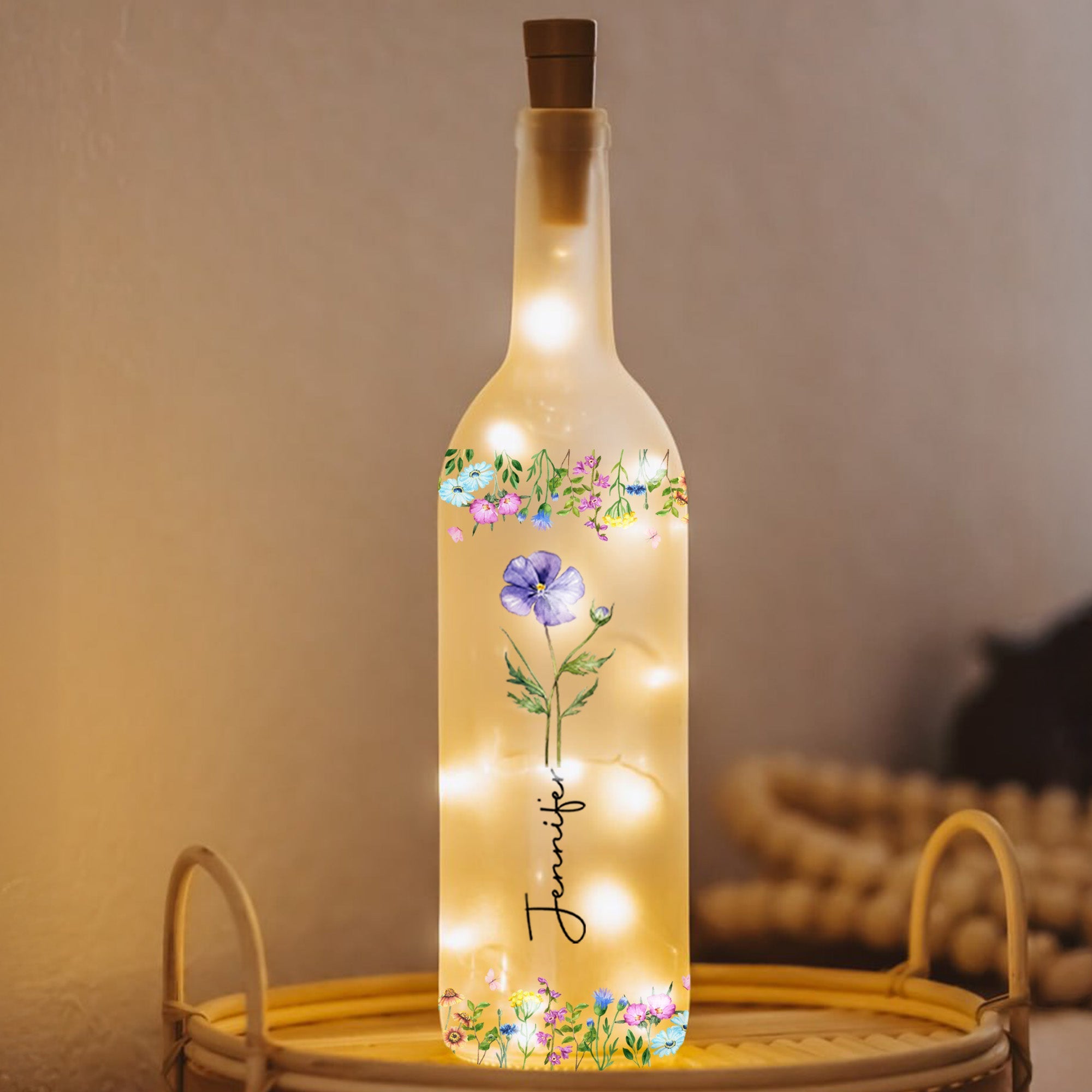 Personalized Bottle Lamp Custom Name Gift for Daughter Birthday Bottle Lamp GradoCreations