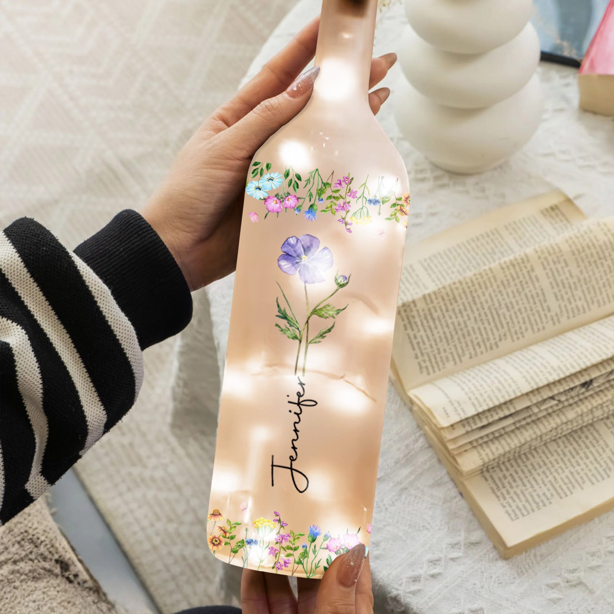 Personalized Bottle Lamp Custom Name Gift for Daughter Birthday Bottle Lamp GradoCreations