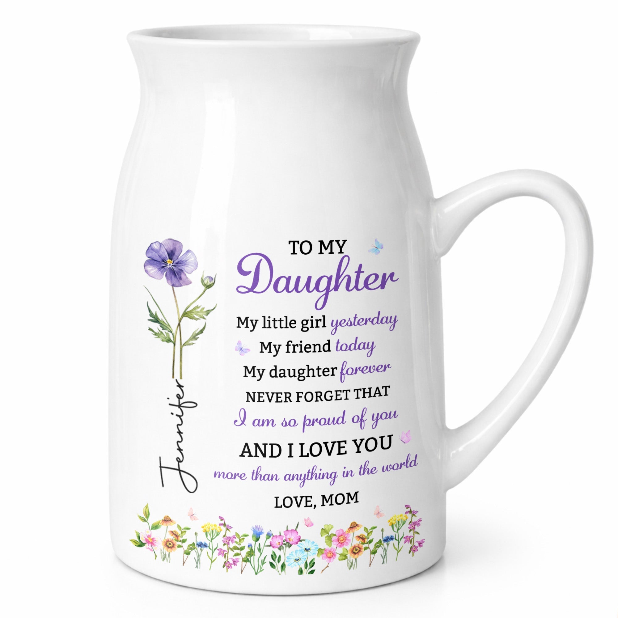 Personalized Ceramic Flower Vase Custom Name Gift for Daughter Flower Vase GradoCreations