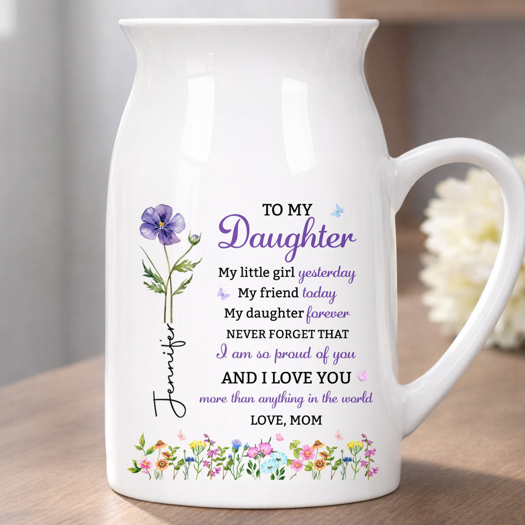 Personalized Ceramic Flower Vase Custom Name Gift for Daughter Flower Vase GradoCreations
