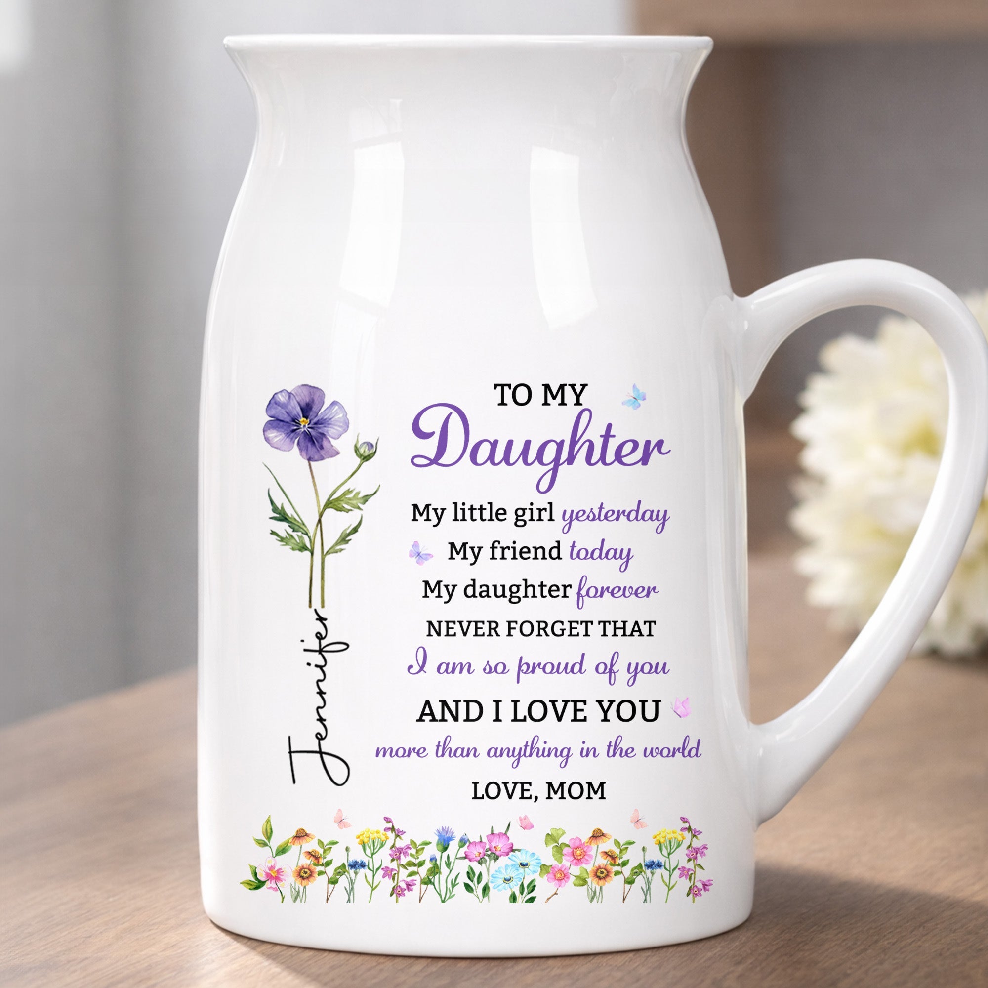 Personalized Ceramic Flower Vase Custom Name Gift for Daughter Flower Vase GradoCreations