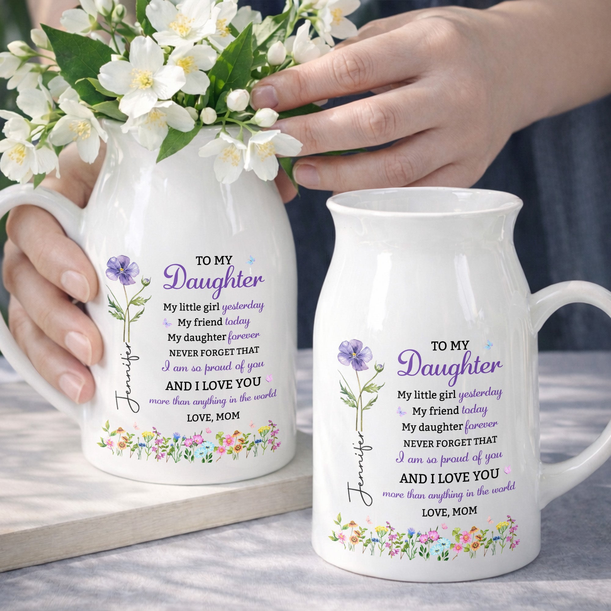 Personalized Ceramic Flower Vase Custom Name Gift for Daughter Flower Vase GradoCreations