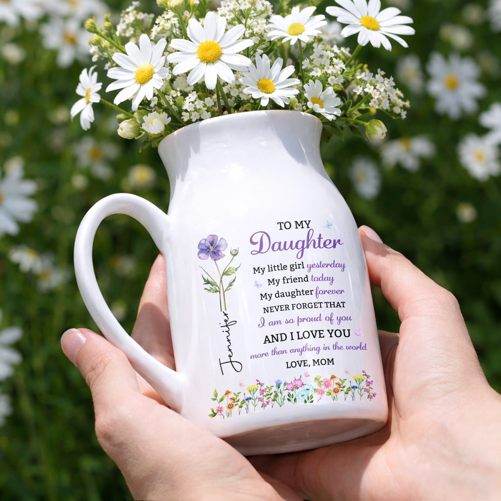 Personalized Ceramic Flower Vase Custom Name Gift for Daughter Flower Vase GradoCreations