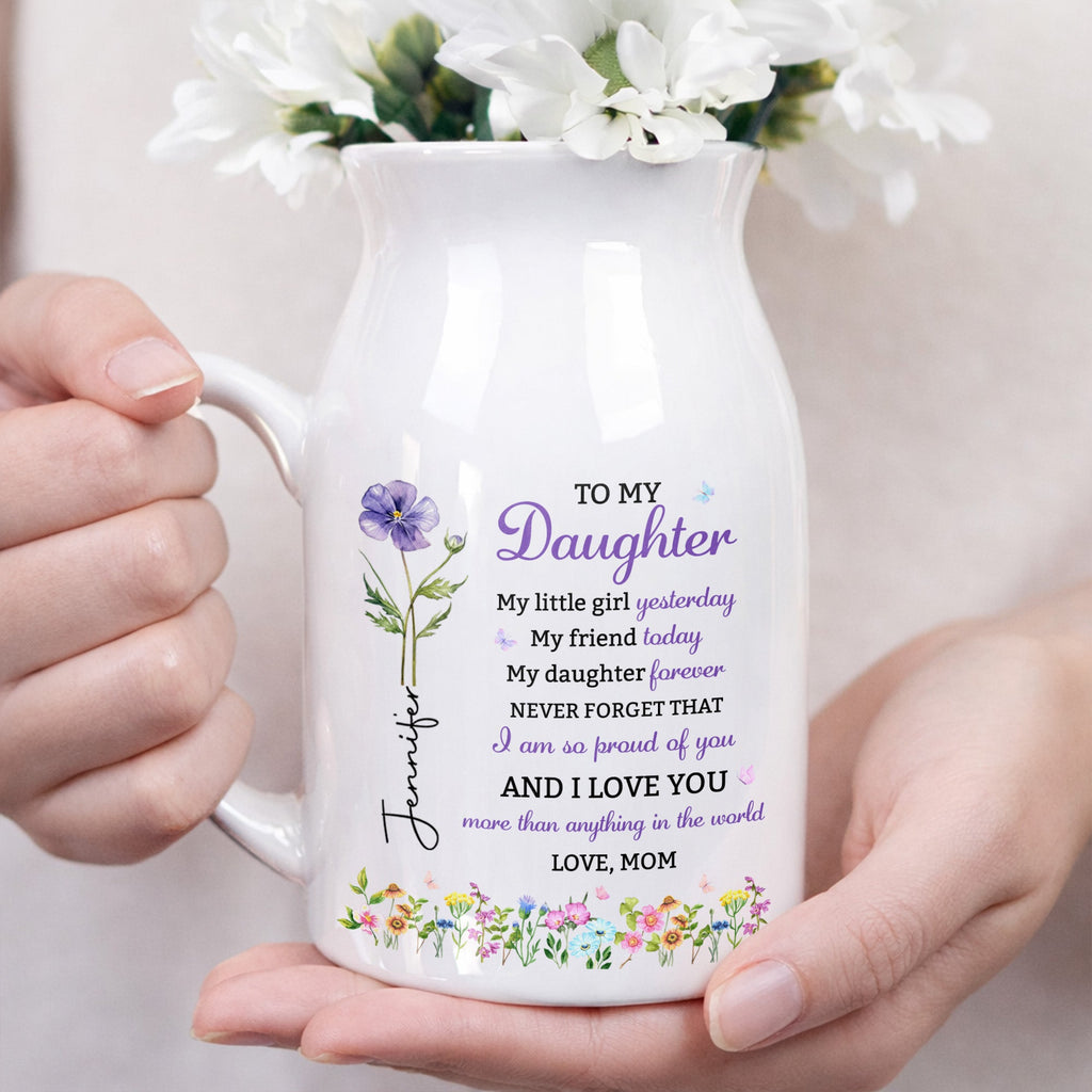 Personalized Ceramic Flower Vase Custom Name Gift for Daughter Flower Vase GradoCreations