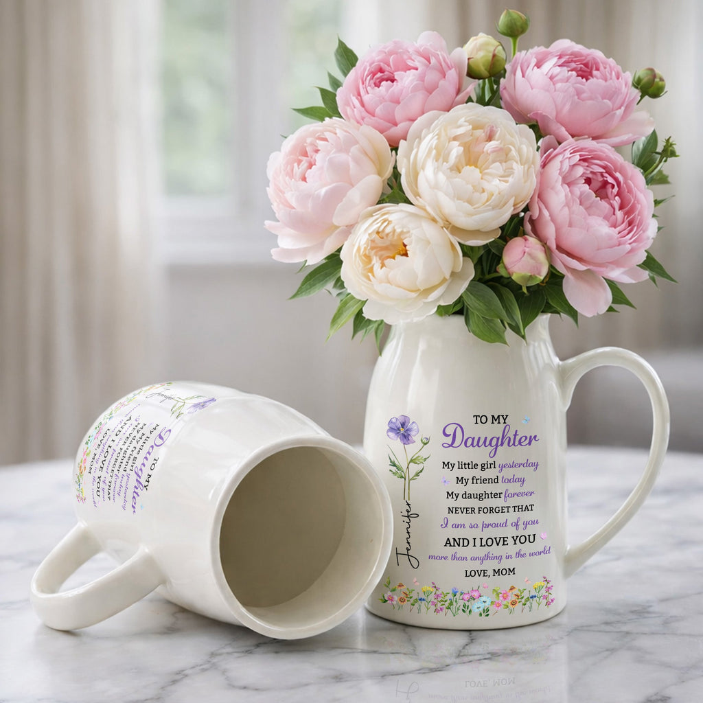 Personalized Ceramic Flower Vase Custom Name Gift for Daughter Flower Vase GradoCreations