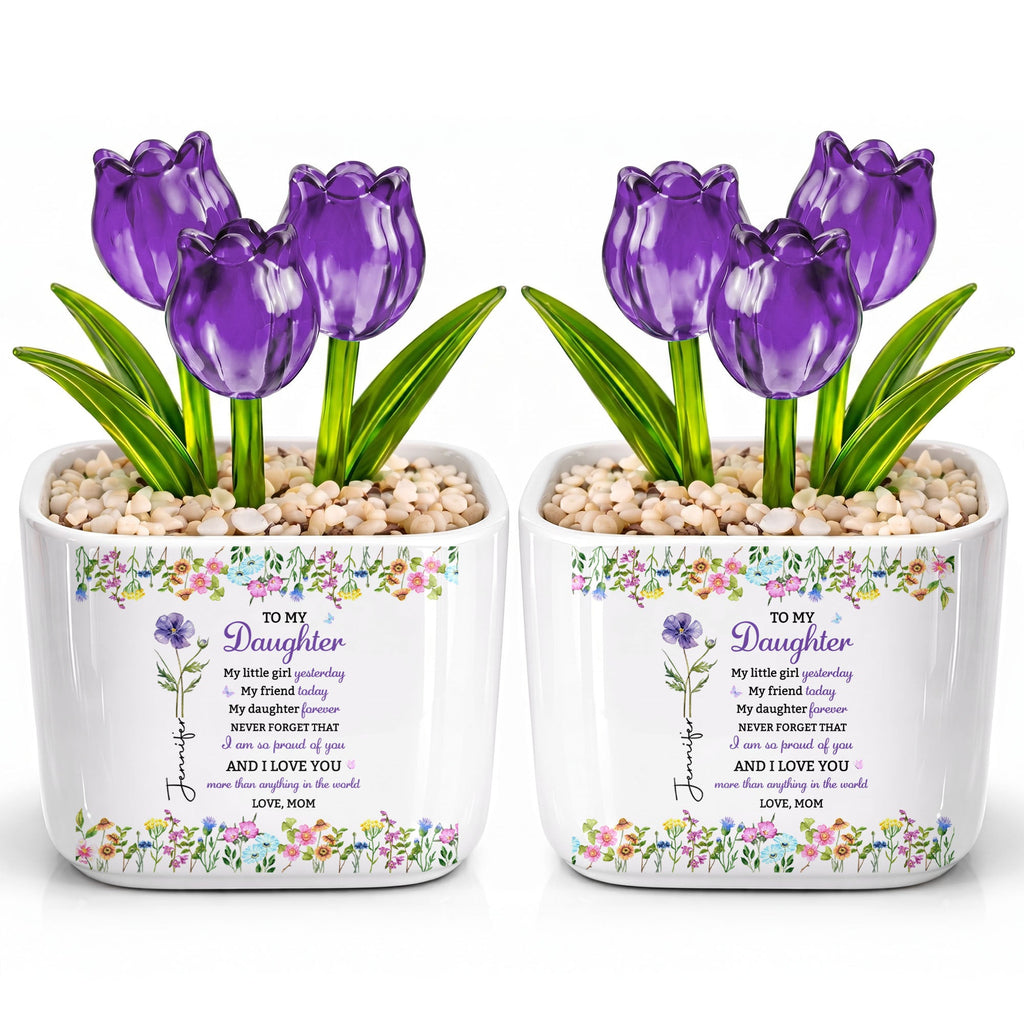 Personalized Everlasting Glass Tulips Custom Gift for Daughter Glass Tulip GradoCreations