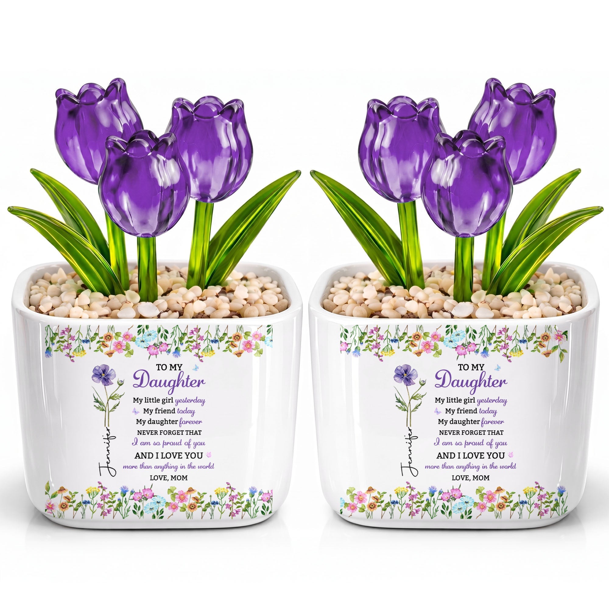 Personalized Everlasting Glass Tulips Custom Gift for Daughter Glass Tulip GradoCreations