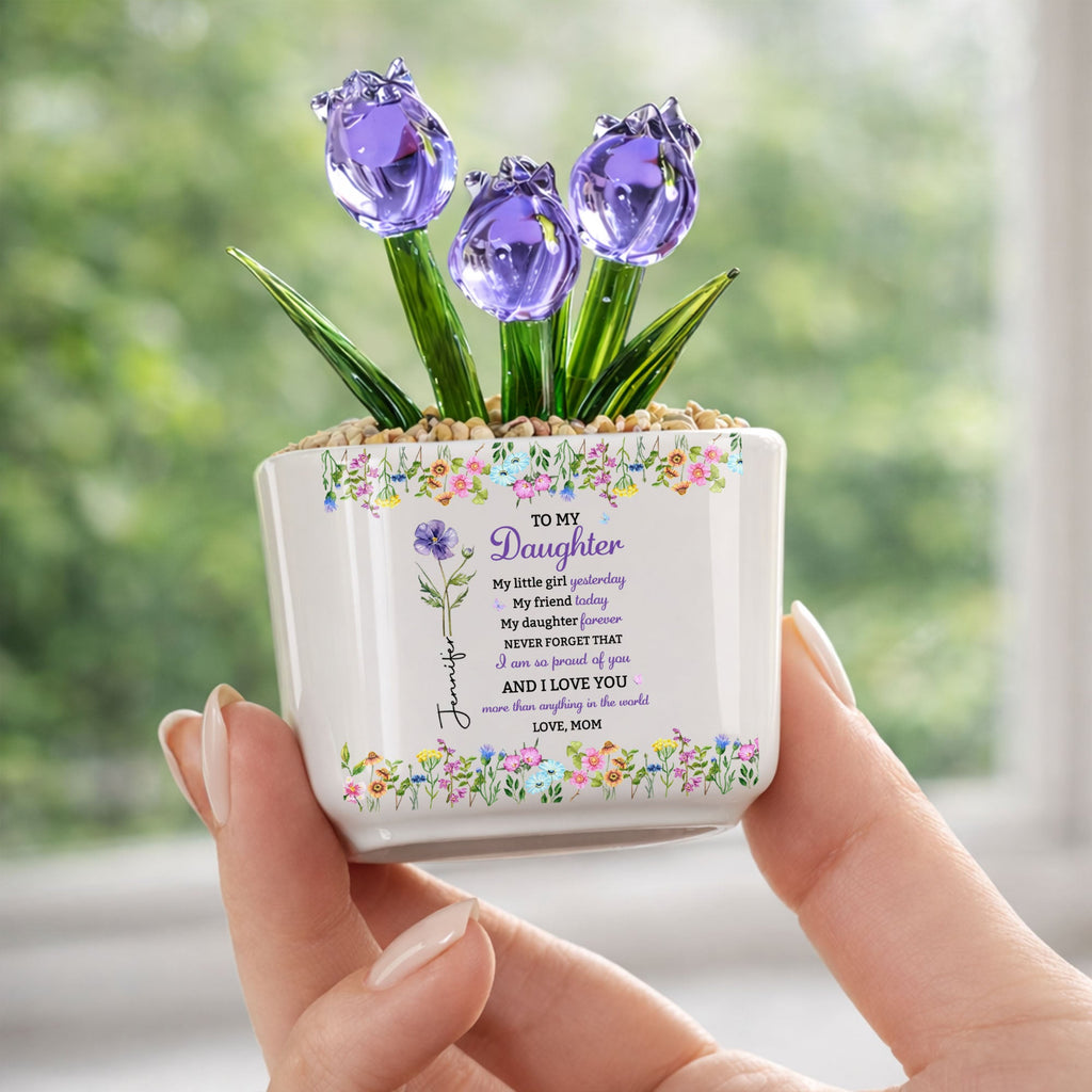 Personalized Everlasting Glass Tulips Custom Gift for Daughter Glass Tulip GradoCreations