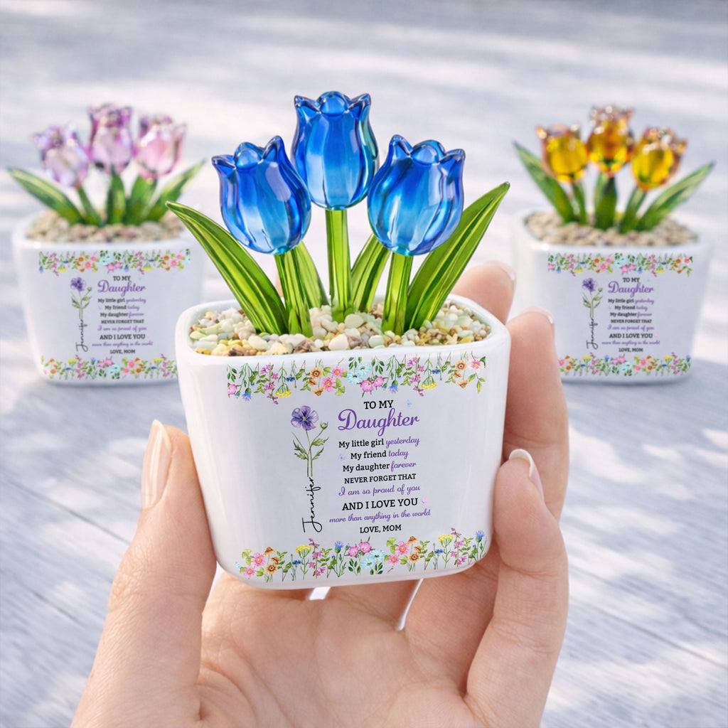 Personalized Everlasting Glass Tulips Custom Gift for Daughter Glass Tulip GradoCreations