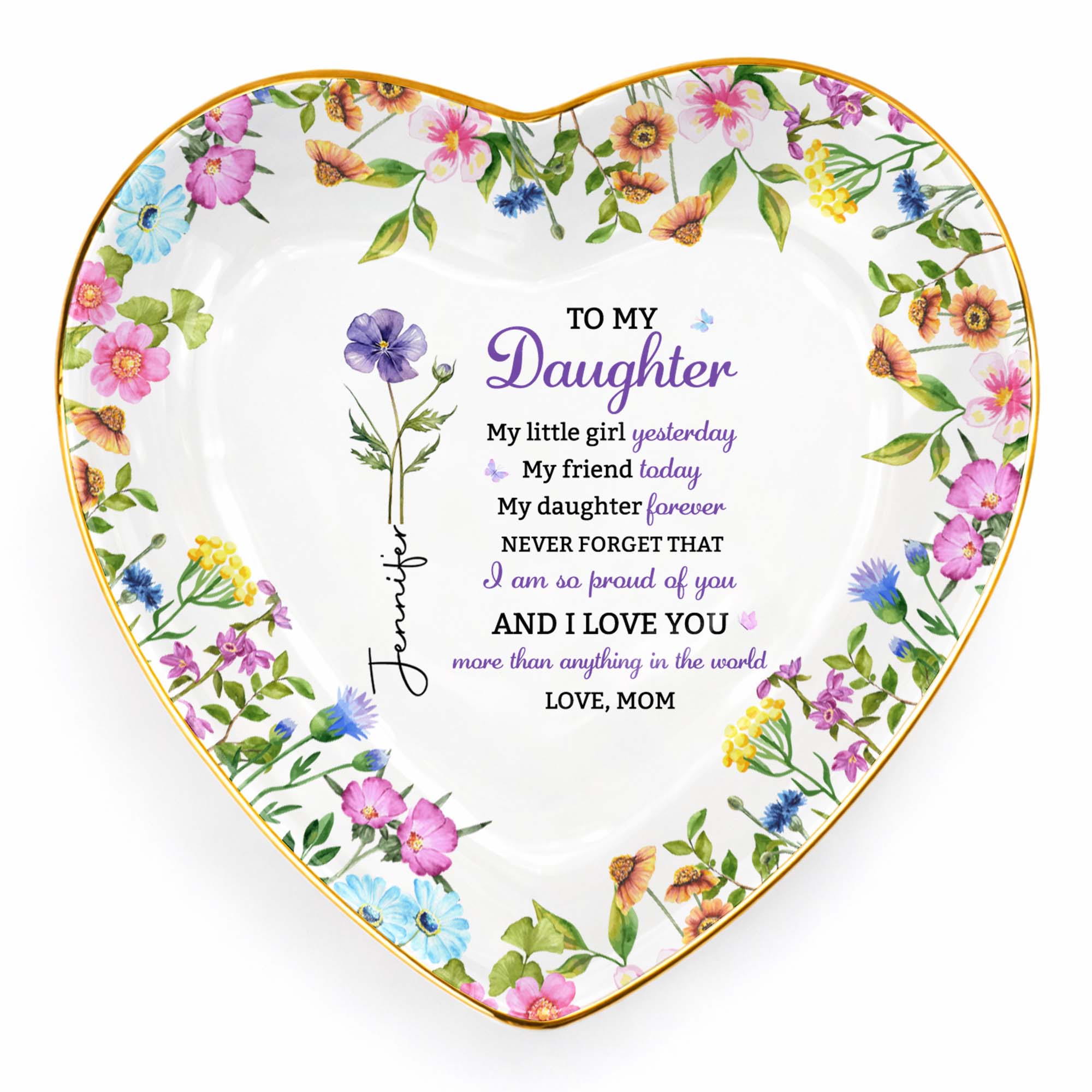 Personalized Heart-Shaped Jewelry Dish Custom Name for Daughter Heart Jewelry Dish GradoCreations