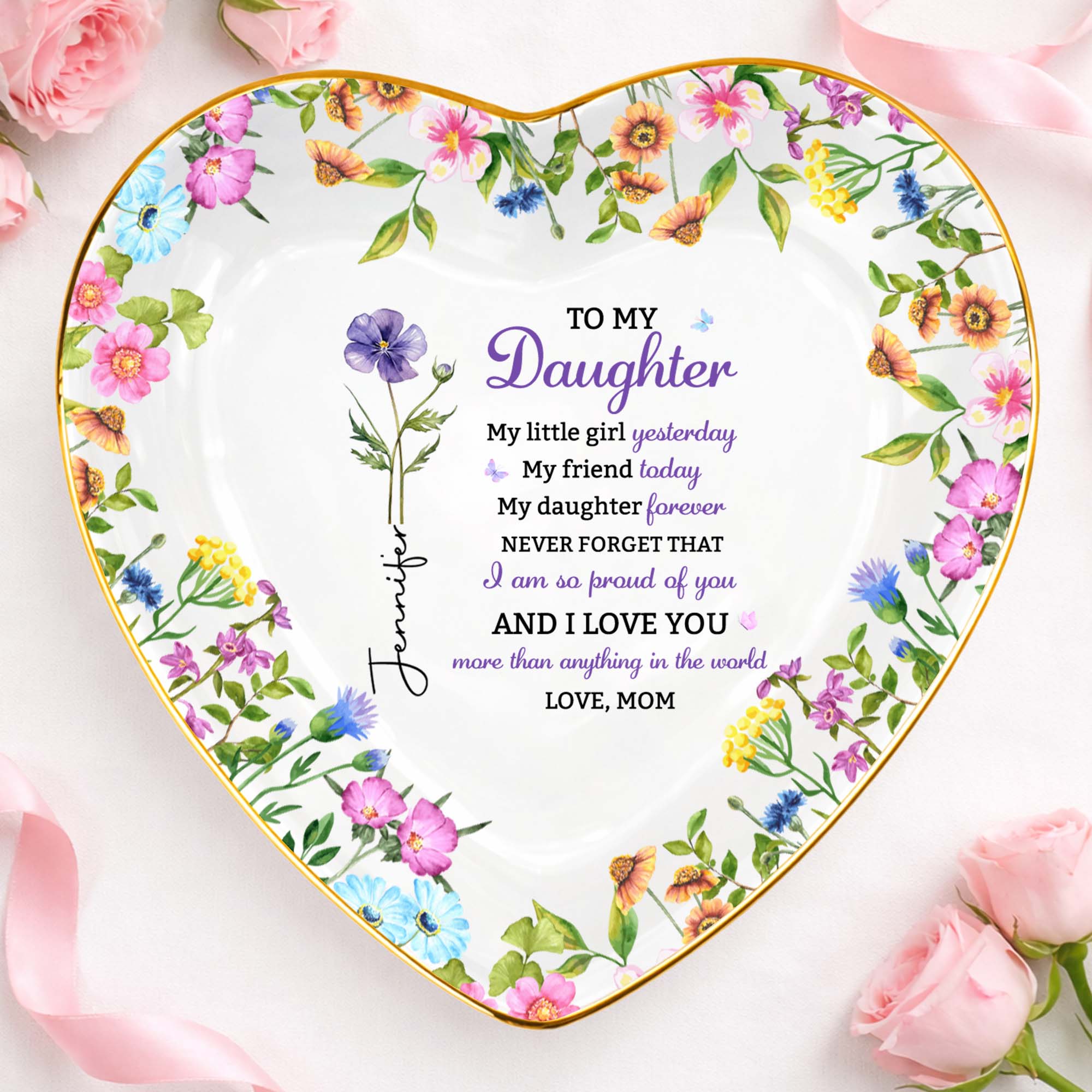 Personalized Heart-Shaped Jewelry Dish Custom Name for Daughter Heart Jewelry Dish GradoCreations